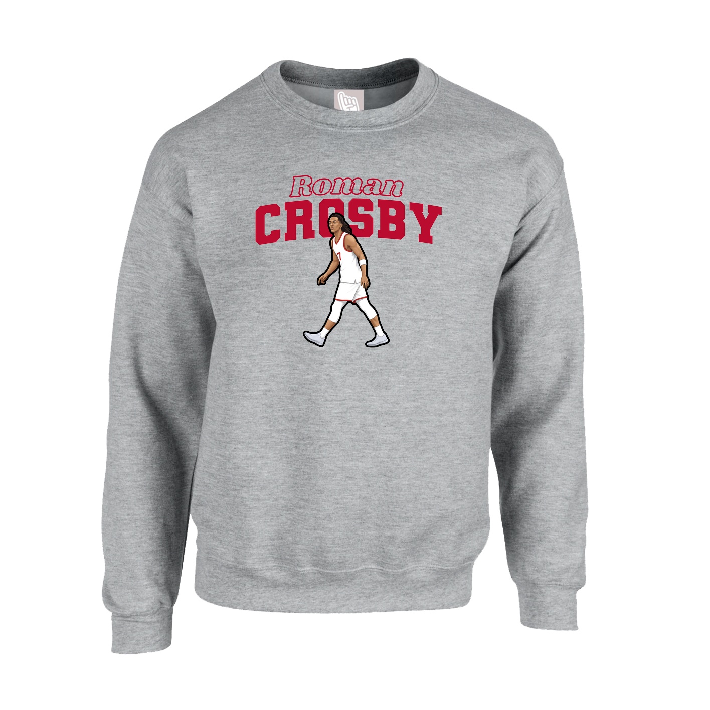 Fleece Crew — Name Arch in Grey
