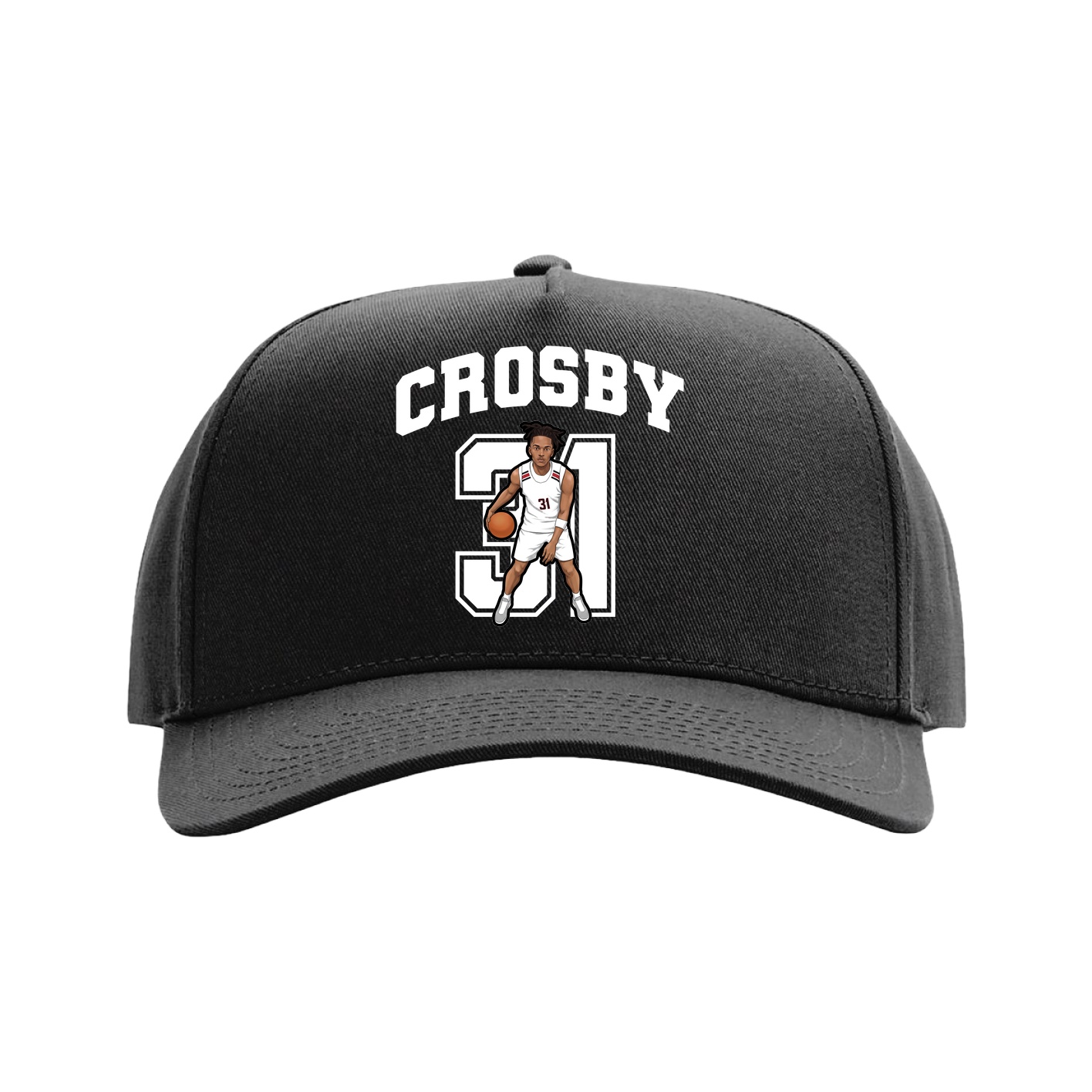 Full Fabric Five-Panel Champ Cap — Number in Black