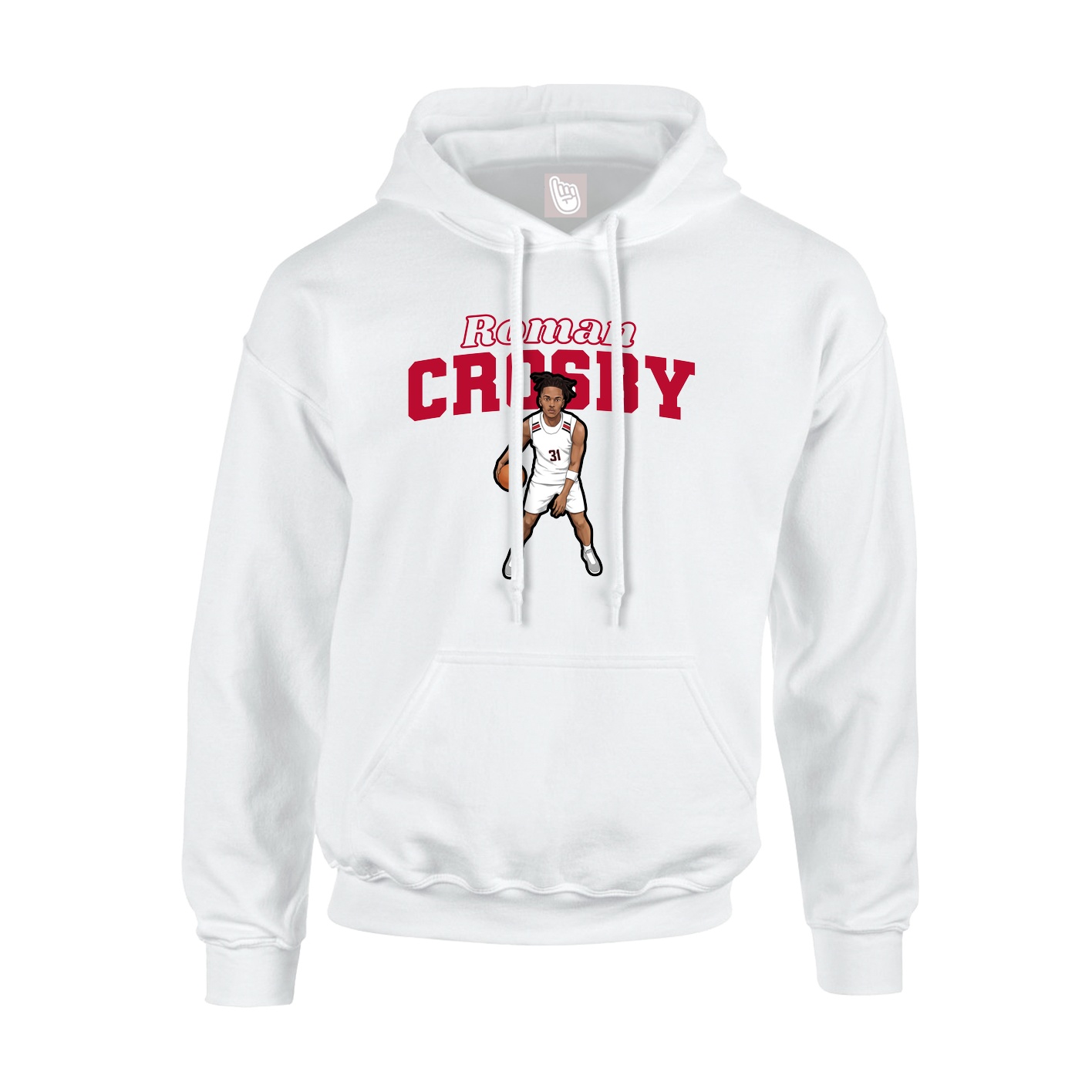 Youth Hoodie — Name Arch in White