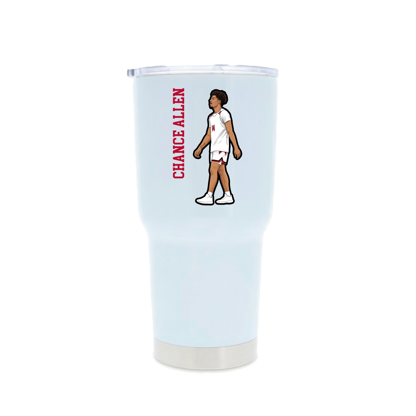 30oz Stainless Steel Tumbler — Name Vertical in White