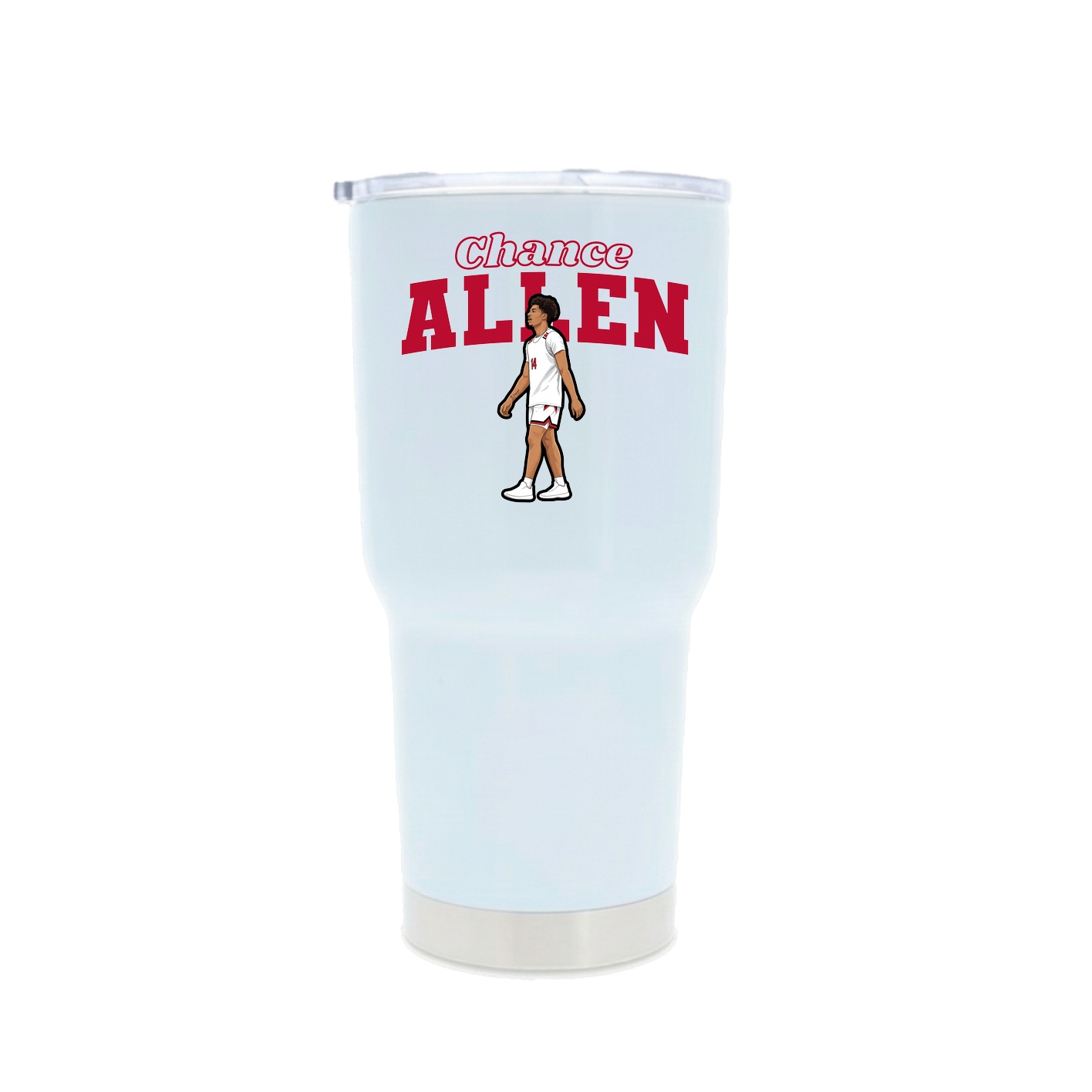30oz Stainless Steel Tumbler — Name Arch in White