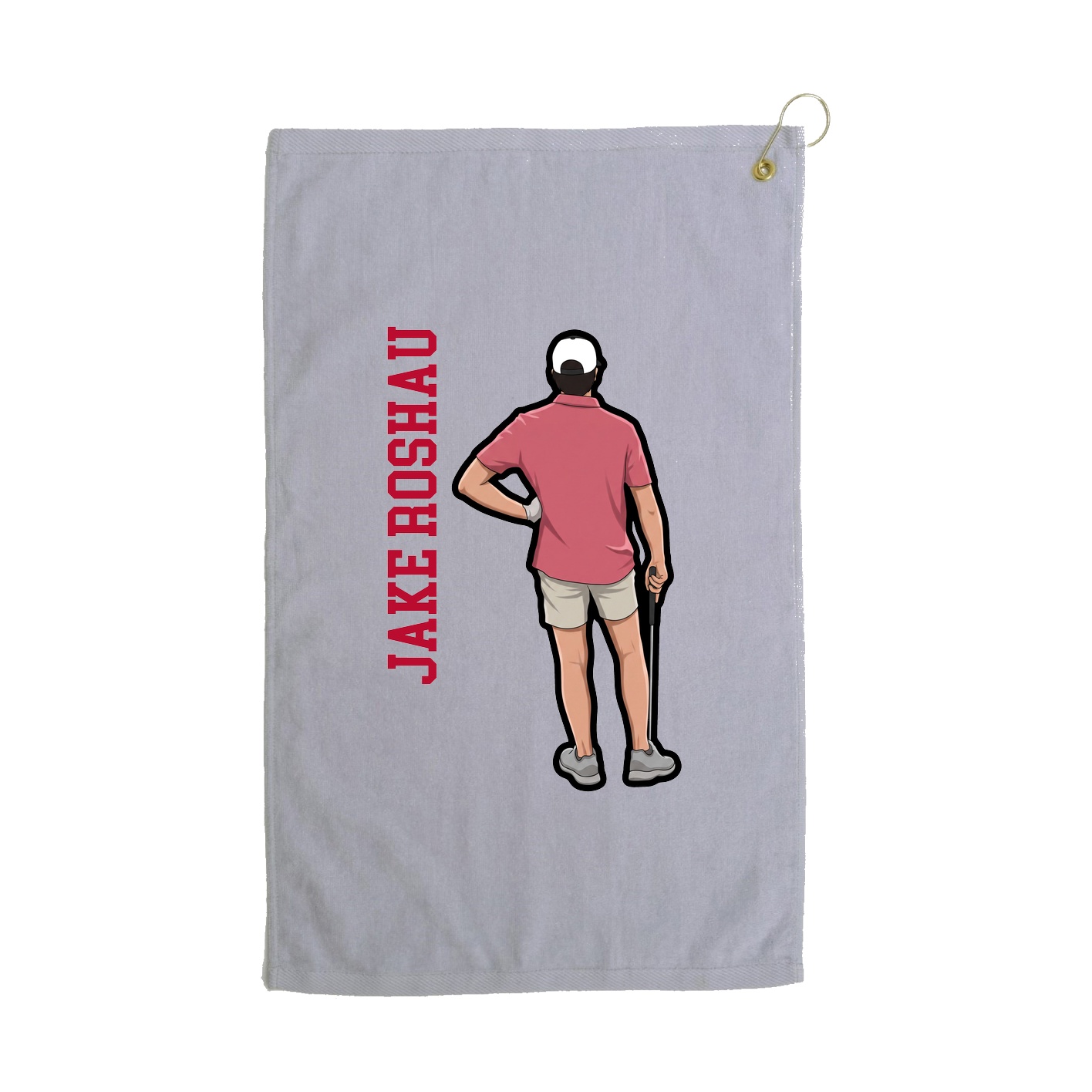 Golf Towel — Name Vertical in Grey