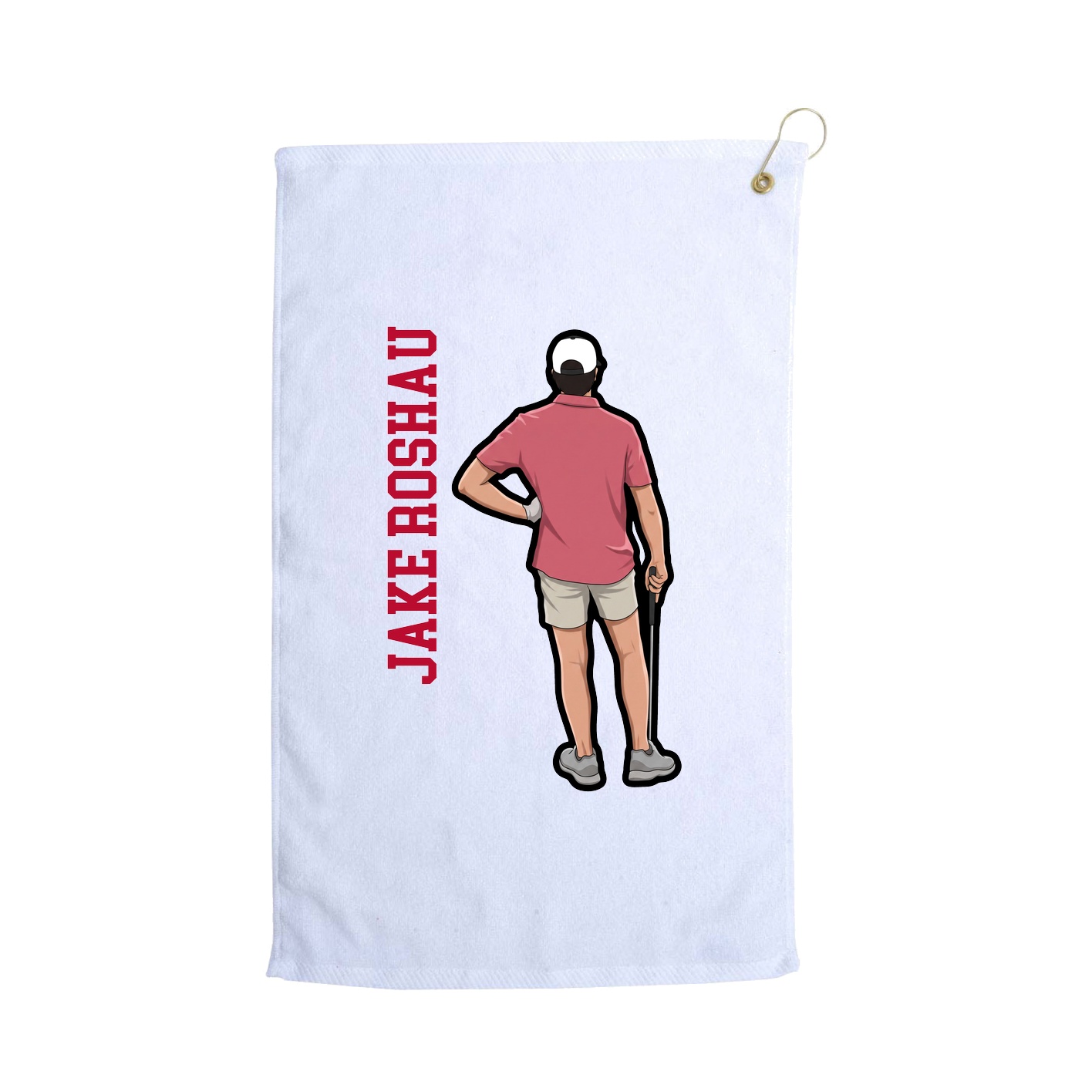 Golf Towel — Name Vertical in White