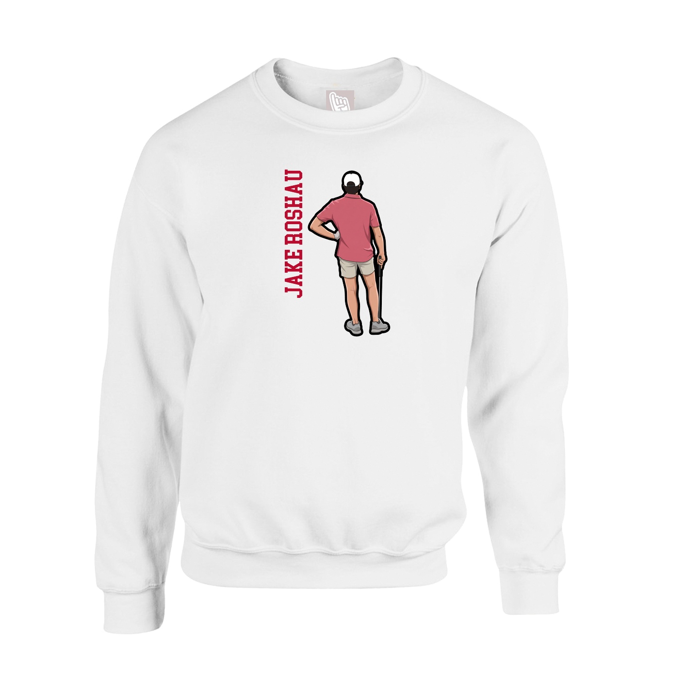 Fleece Crew — Name Vertical in White