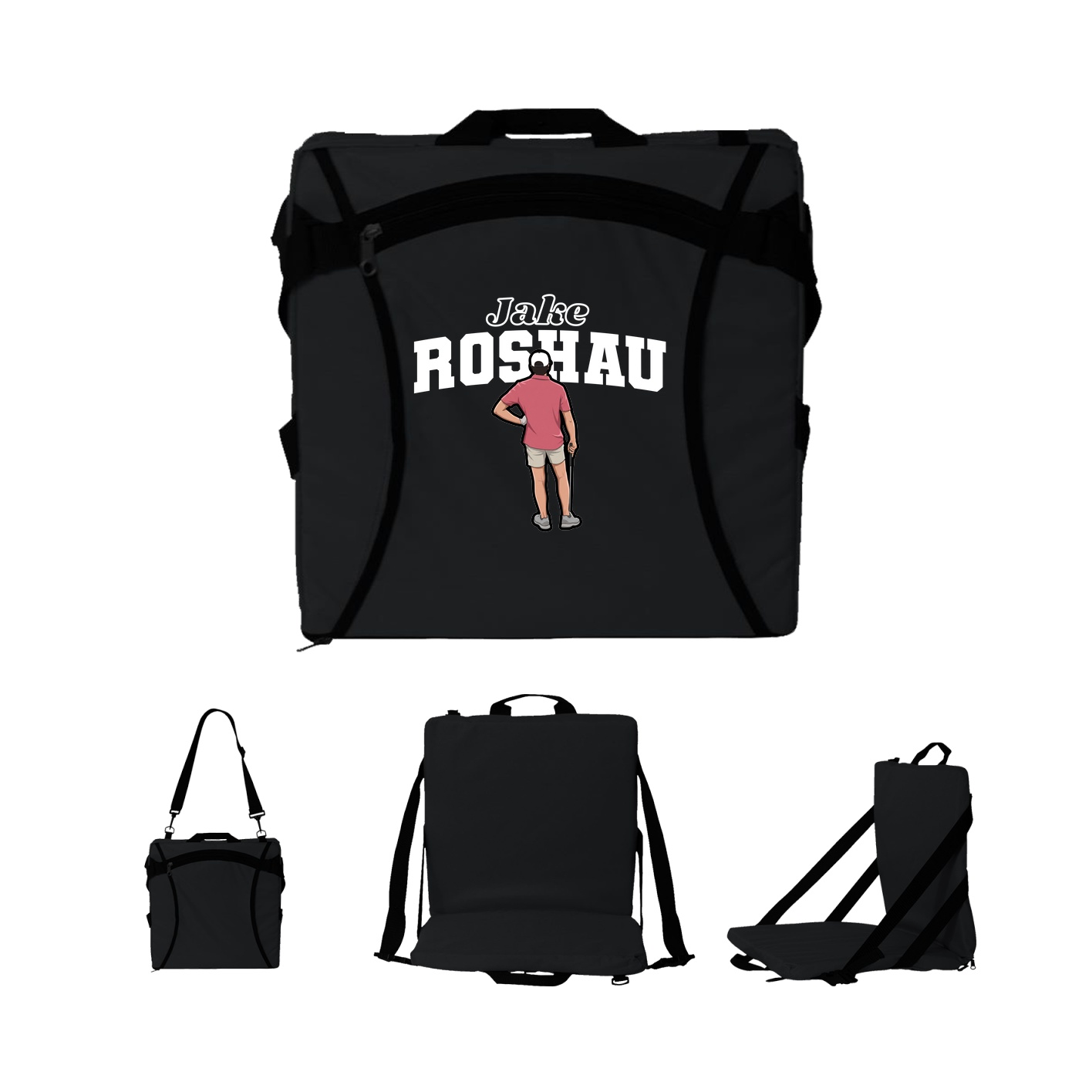 Folding Stadium Seat — Name Arch in Black