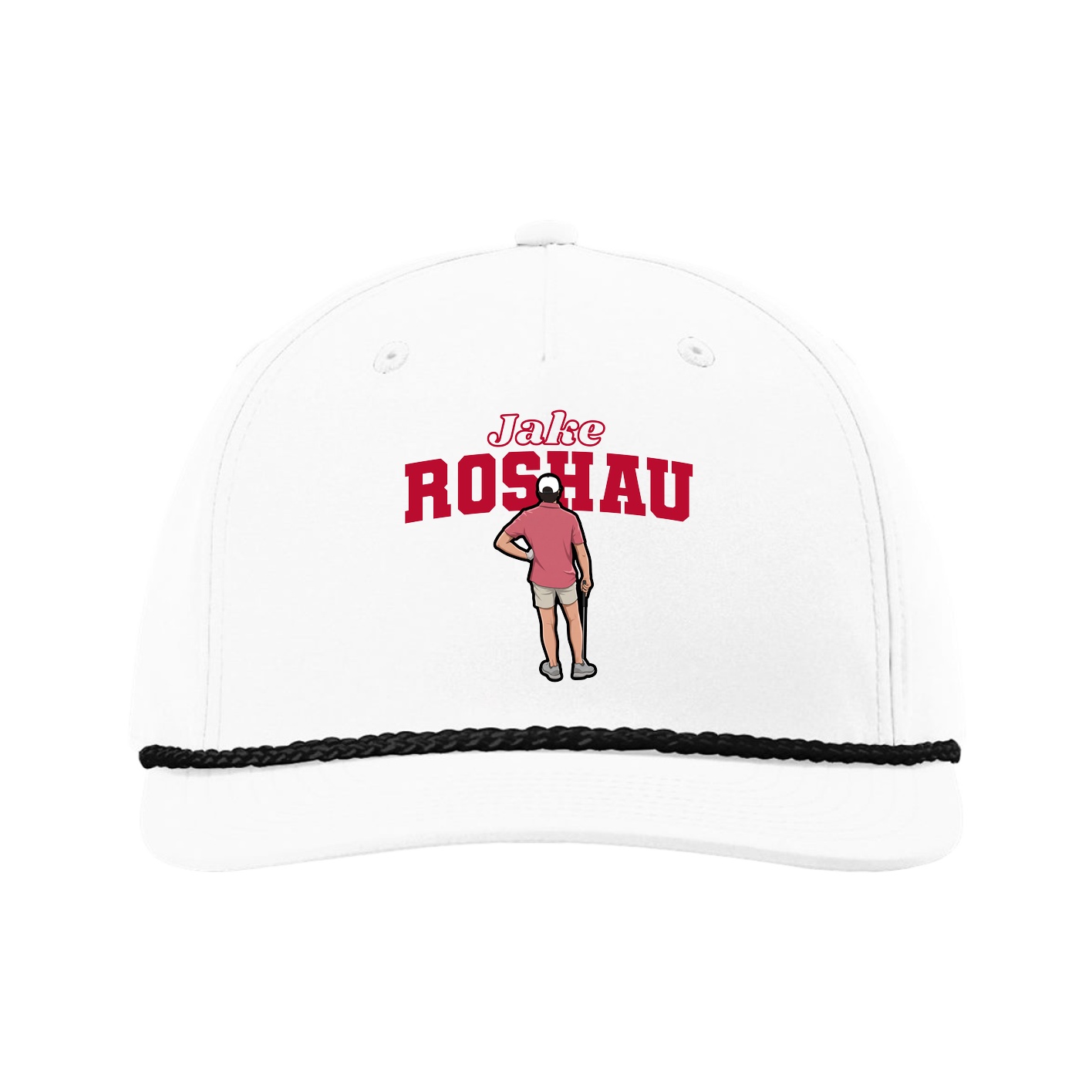 Five-Panel Classic Rope Cap — Name Arch in White