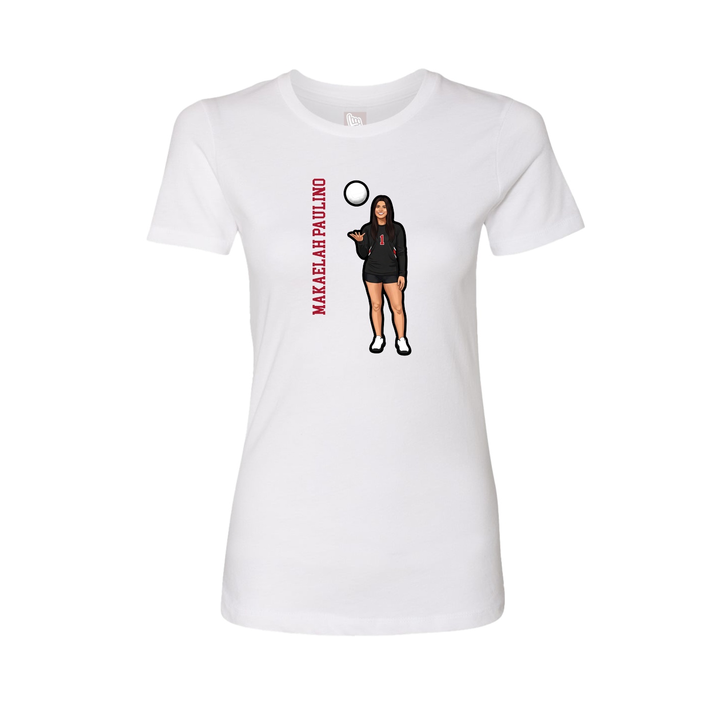 Fitted Women's Tee — Name Vertical in White