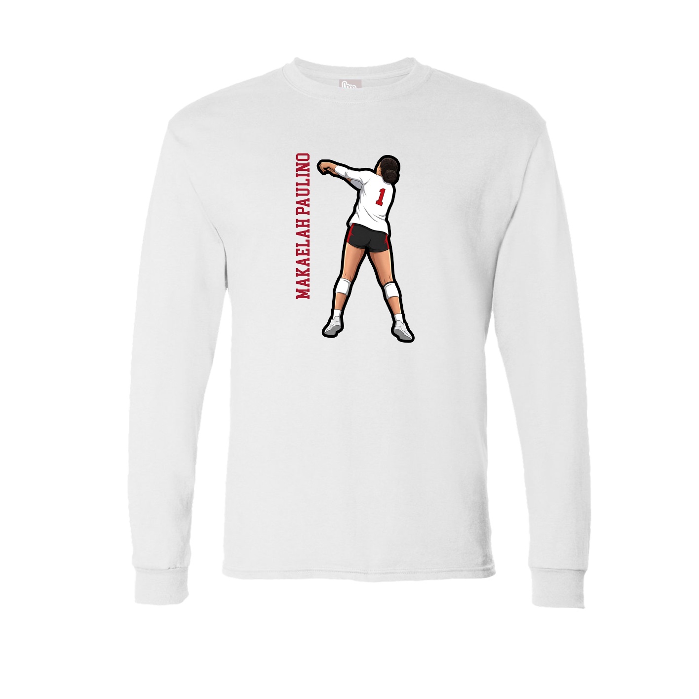 Long Sleeve Tee — Name Vertical in White