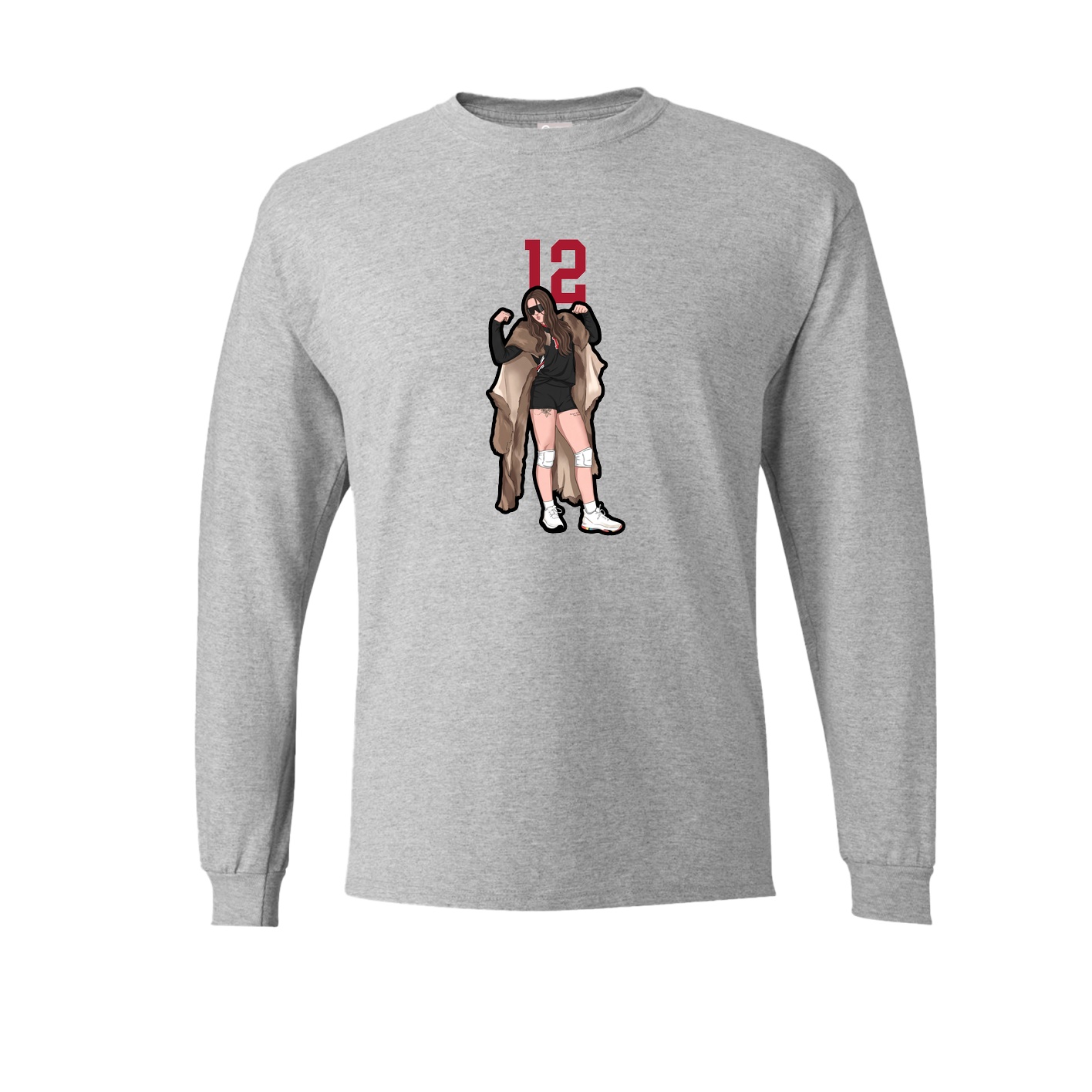 Long Sleeve Tee — Number Top in Grey