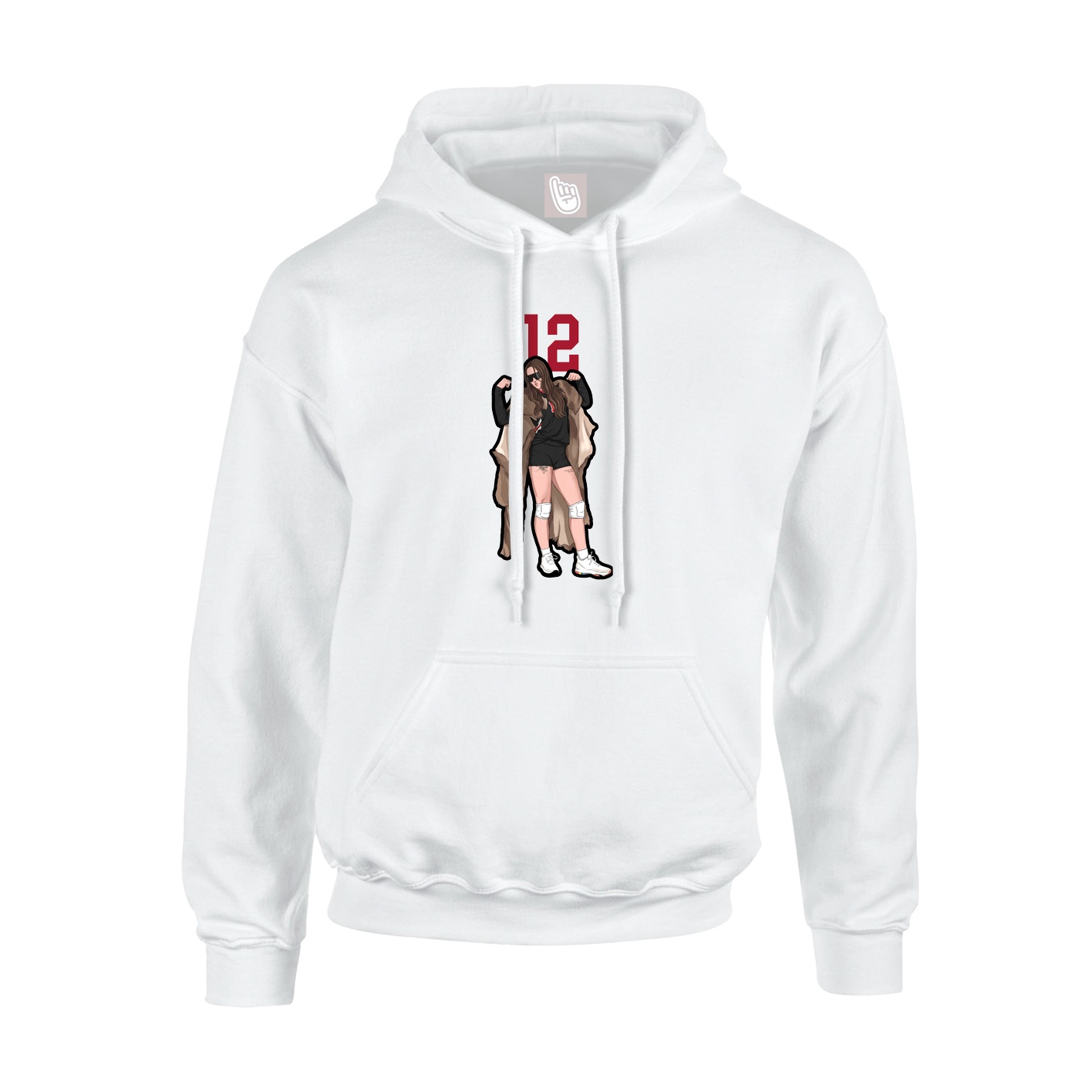 Youth Hoodie — Number Top in White