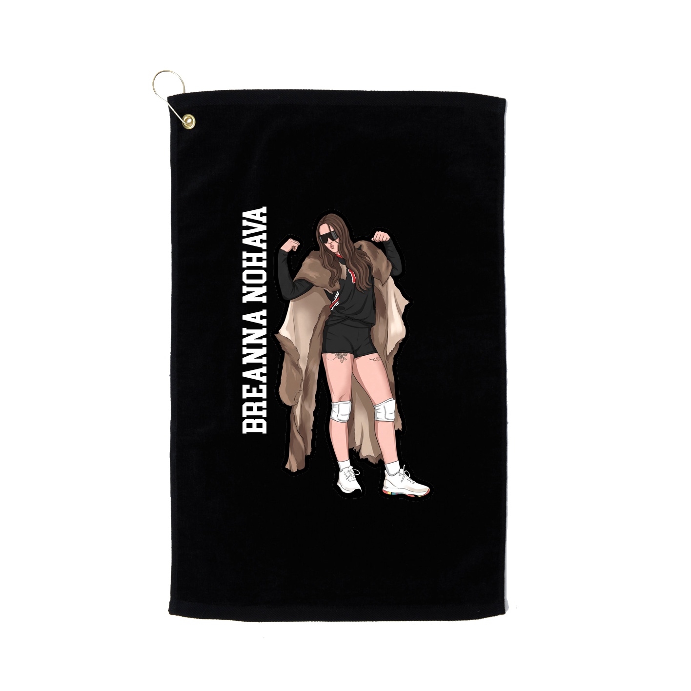 Golf Towel — Name Vertical in Black