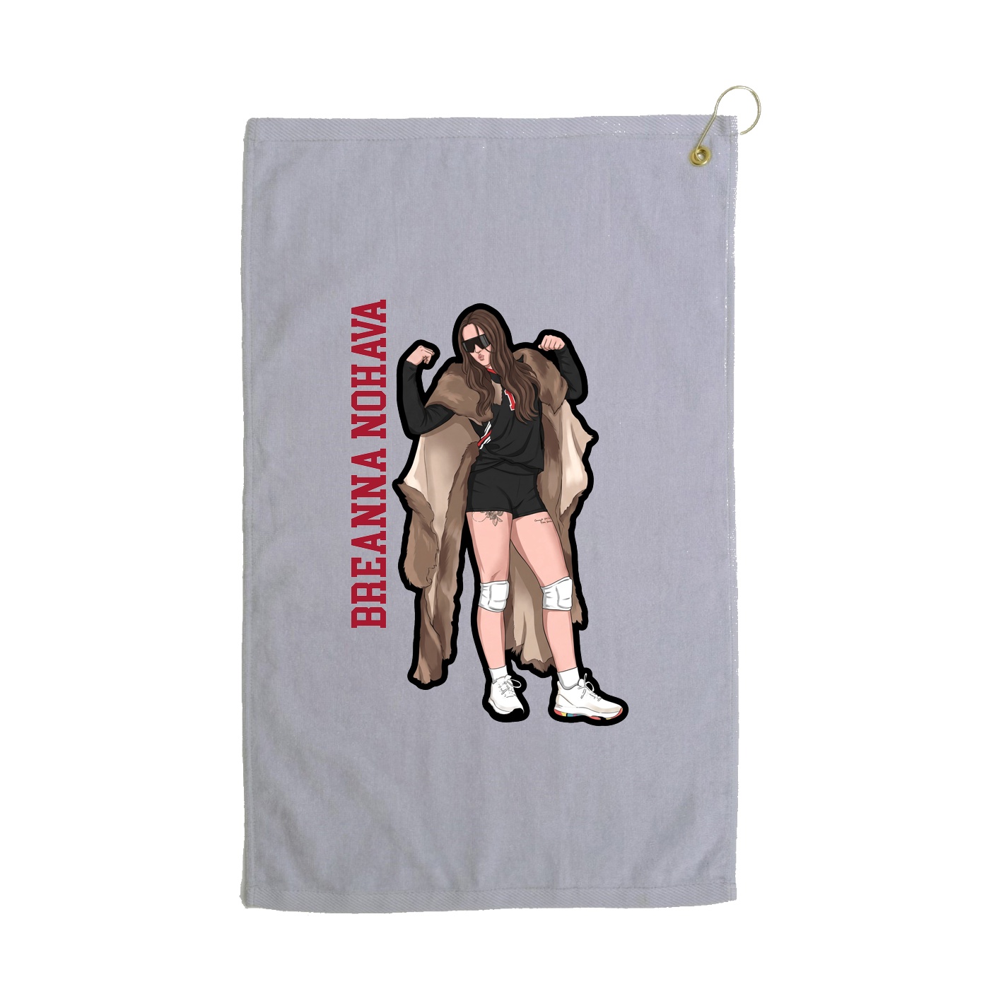 Golf Towel — Name Vertical in Grey