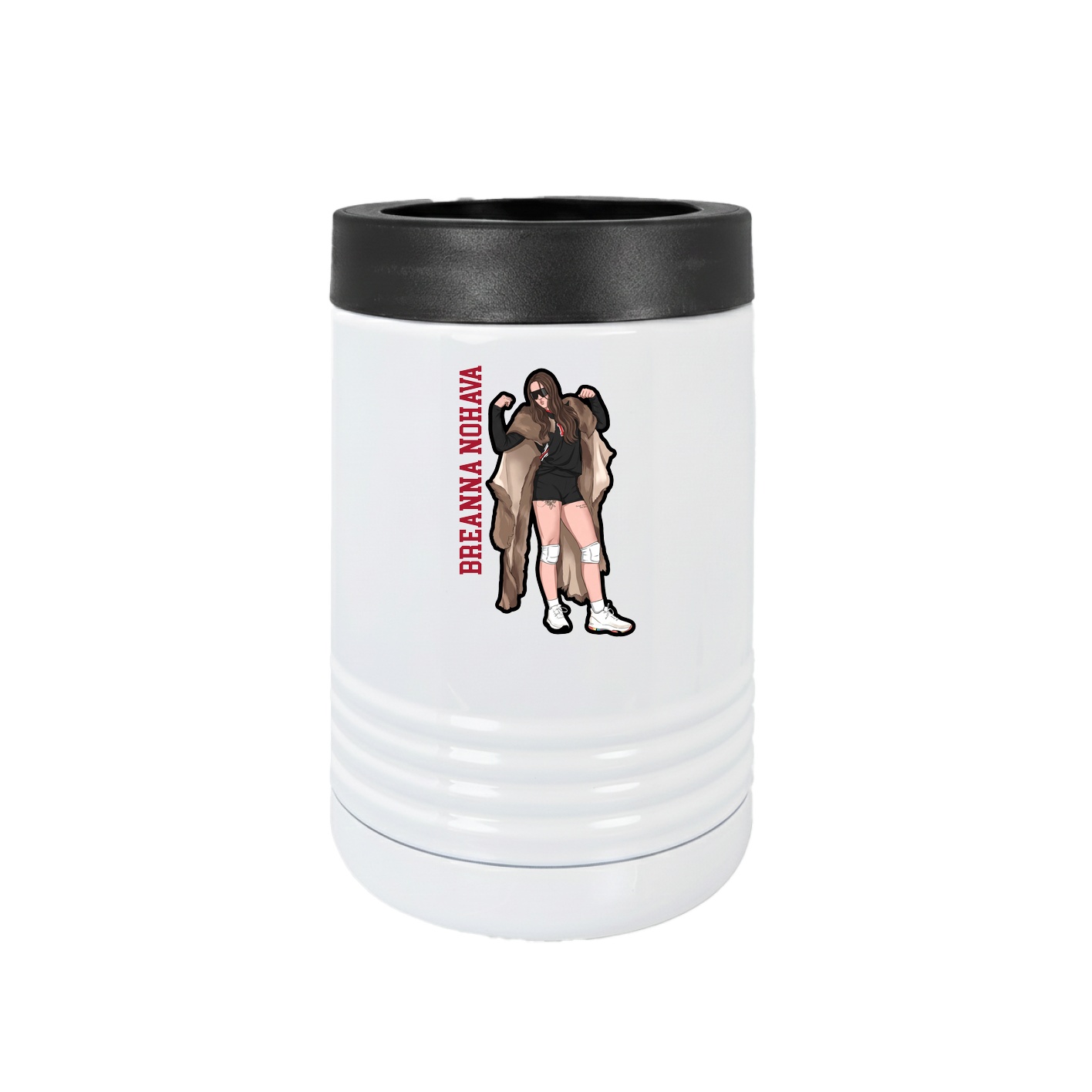 Beverage Holder — Name Vertical in White
