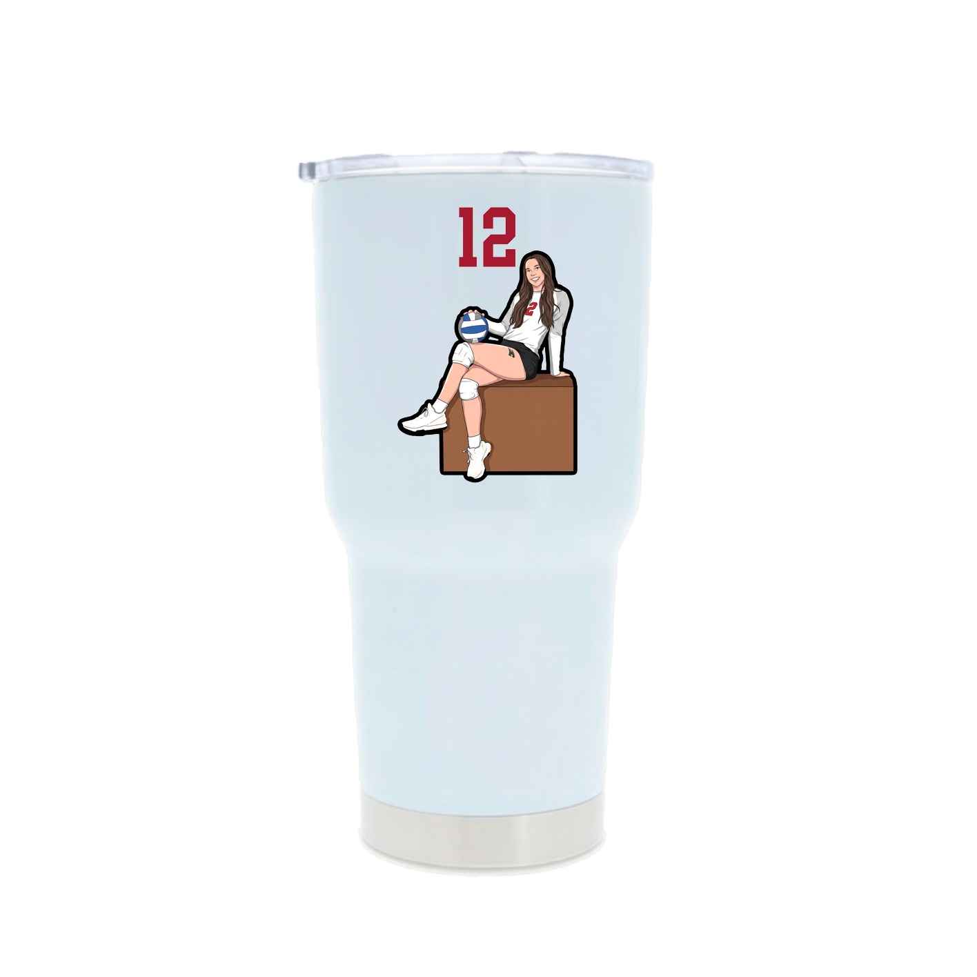 30oz Stainless Steel Tumbler — Number Top in White