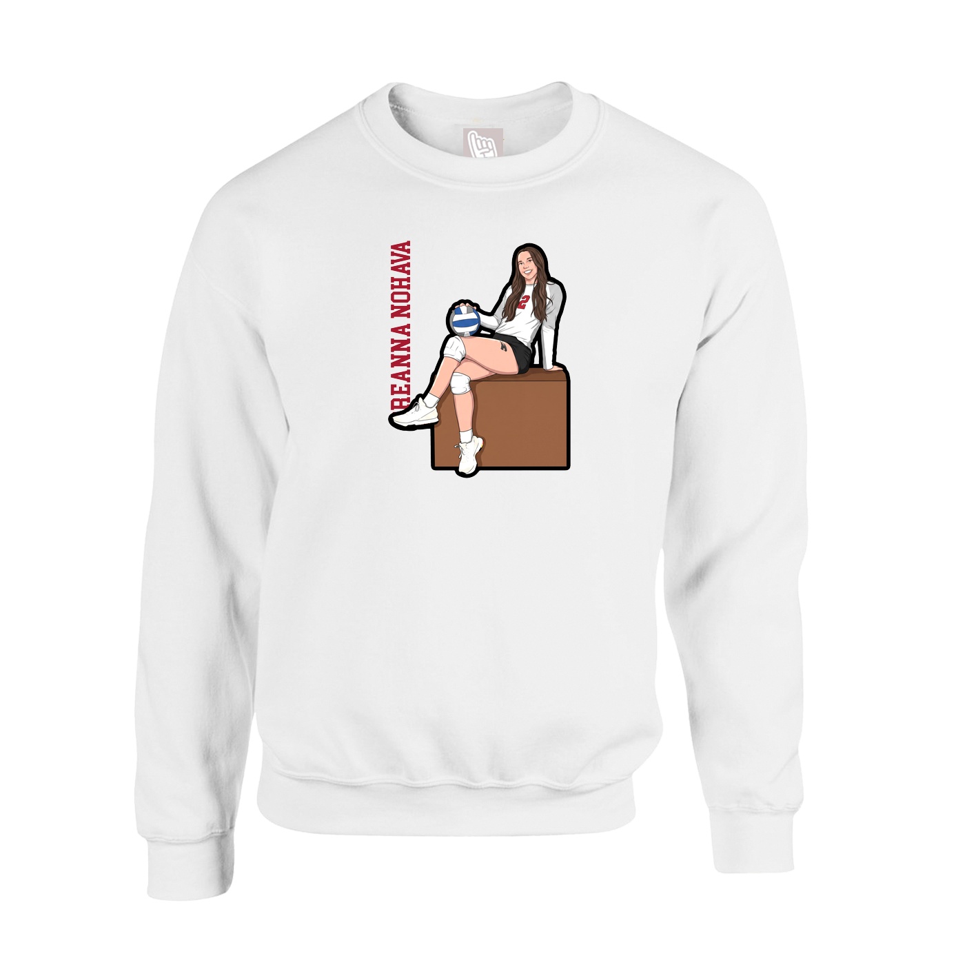 Fleece Crew — Name Vertical in White