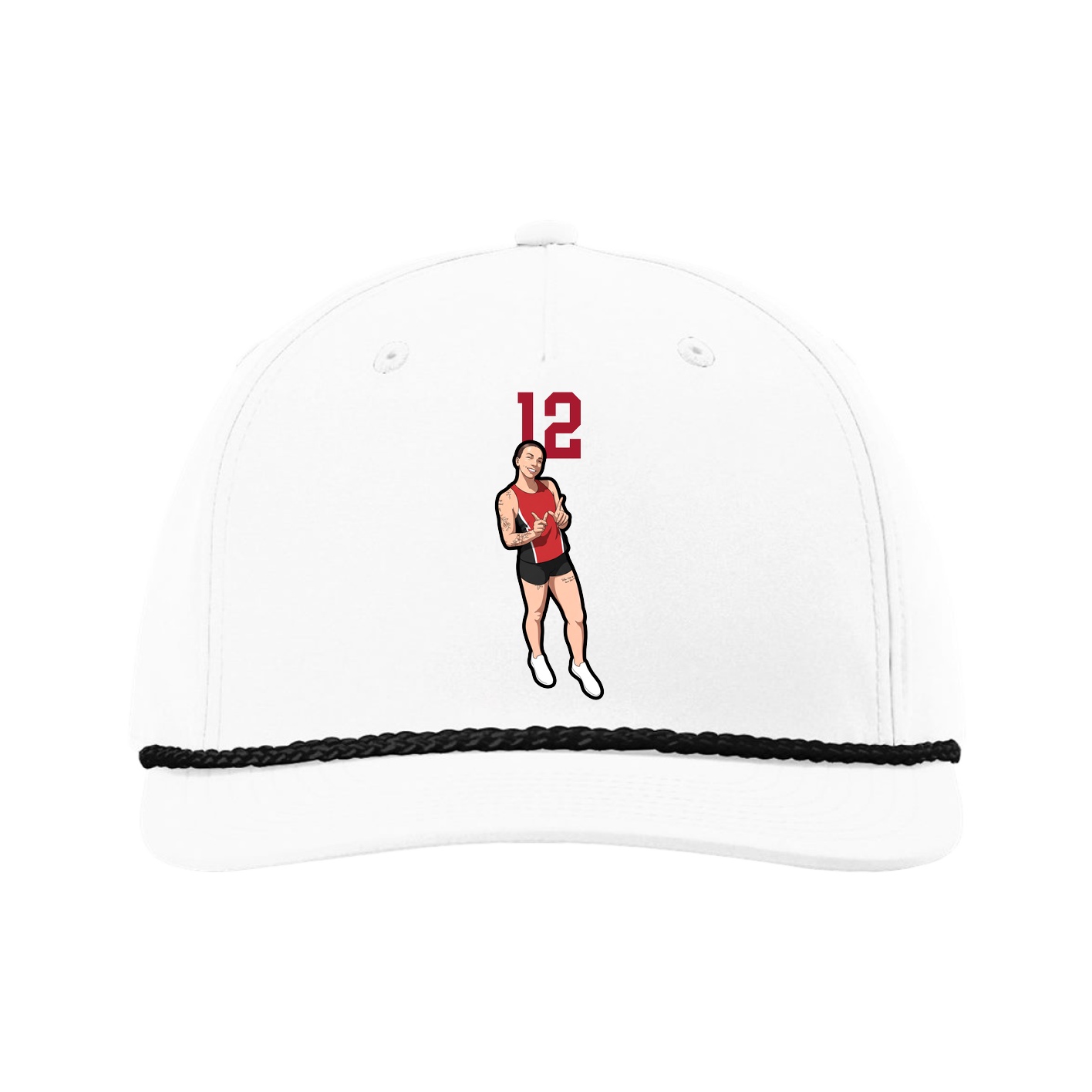 Five-Panel Classic Rope Cap — Number Top in White
