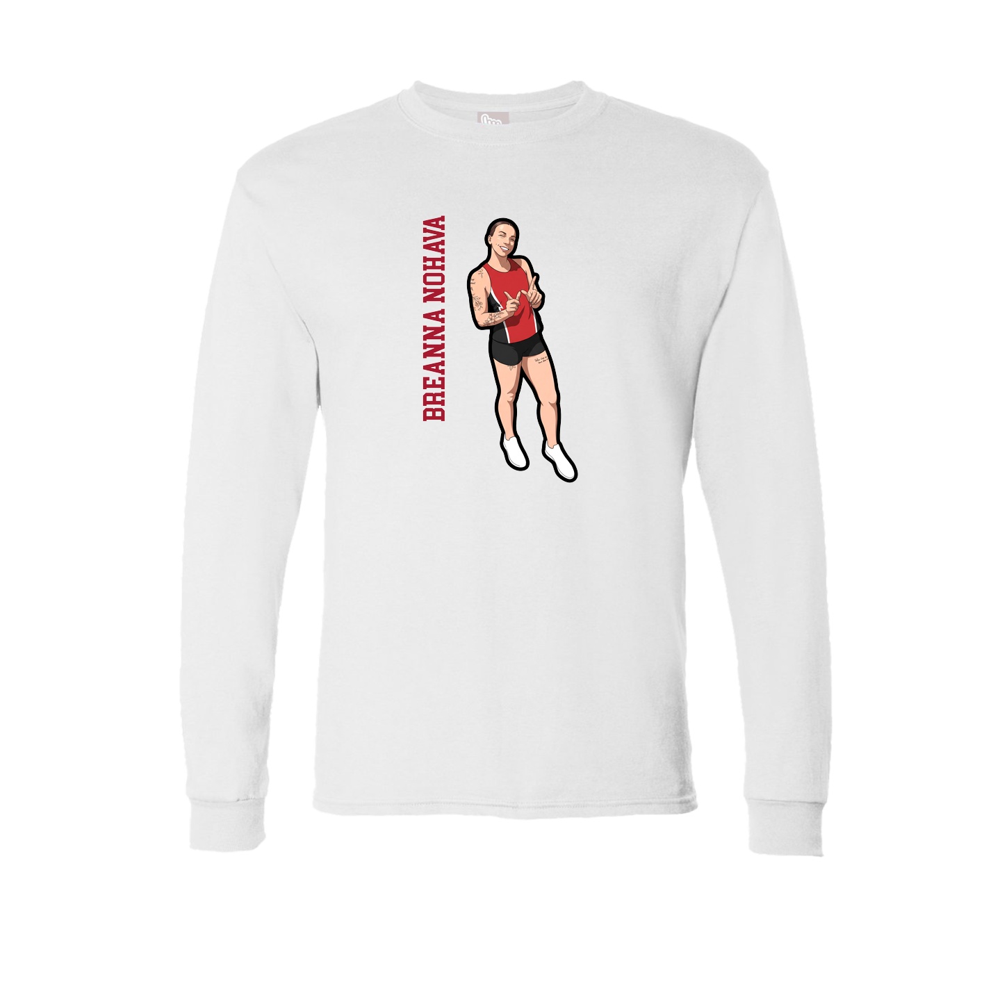 Long Sleeve Tee — Name Vertical in White