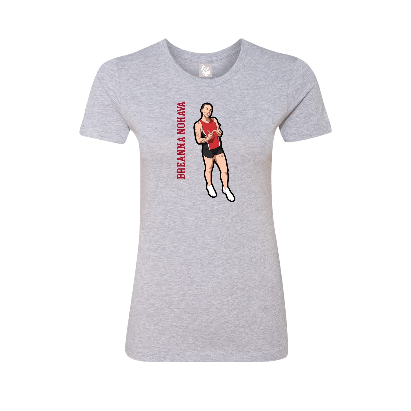 Womens Tee — Name Vertical in Grey