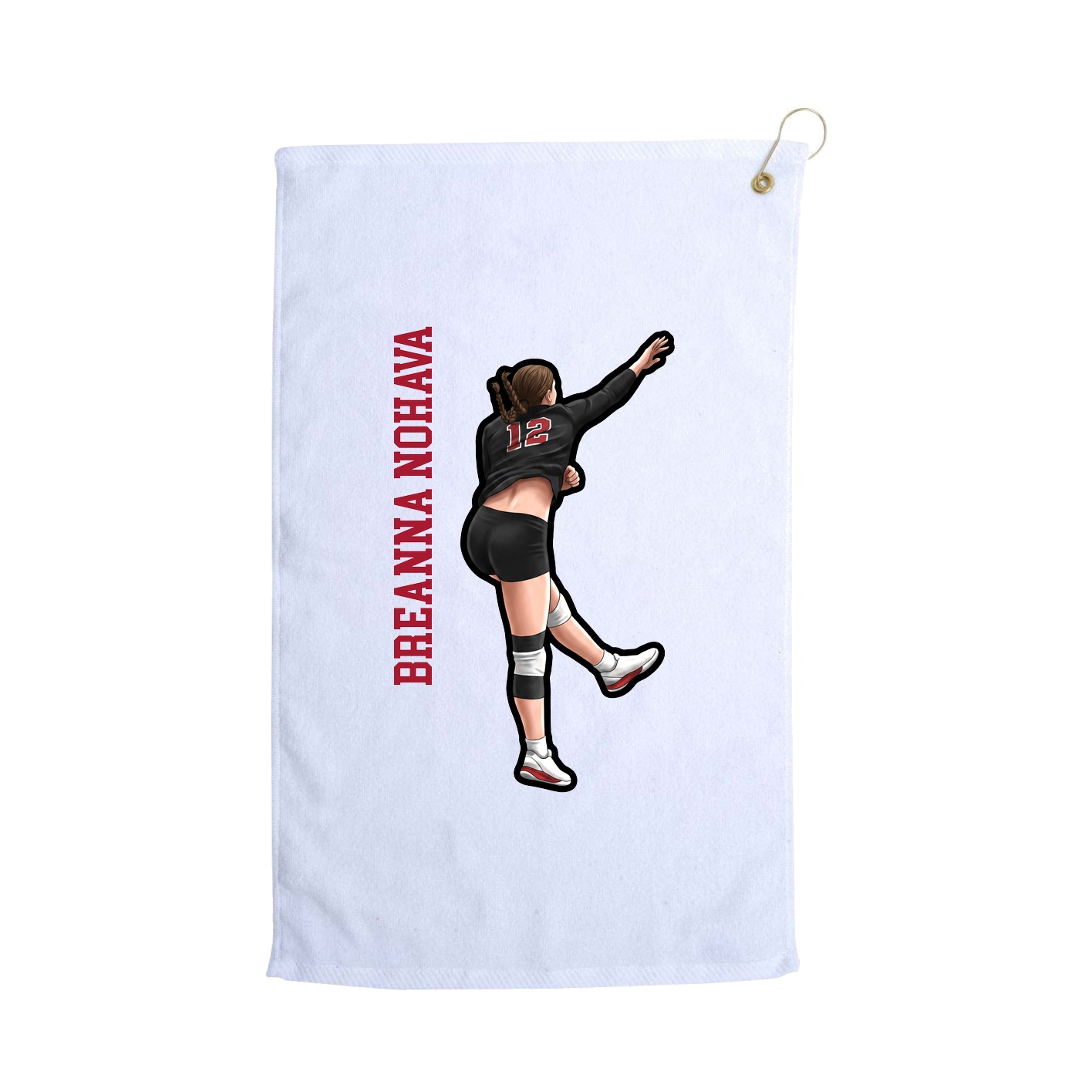 Golf Towel — Name Vertical in White