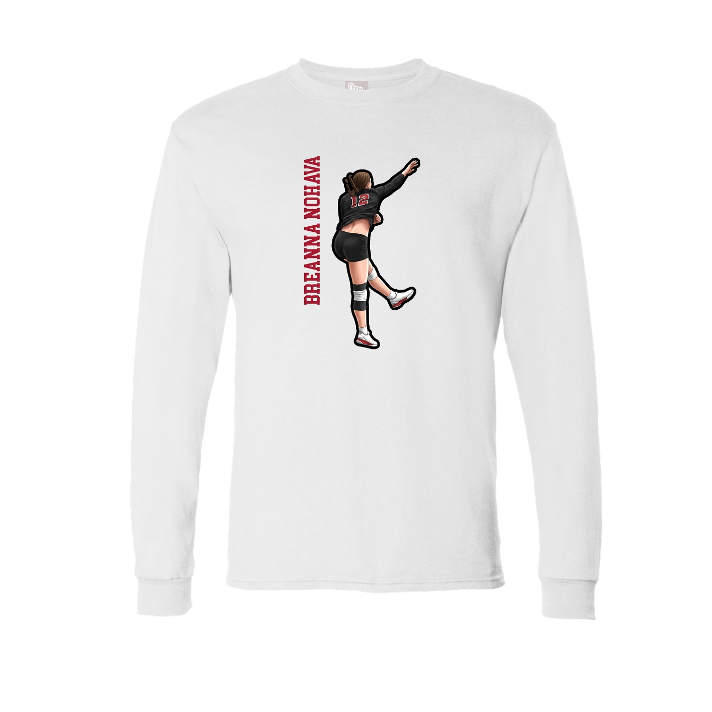 Long Sleeve Tee — Name Vertical in White