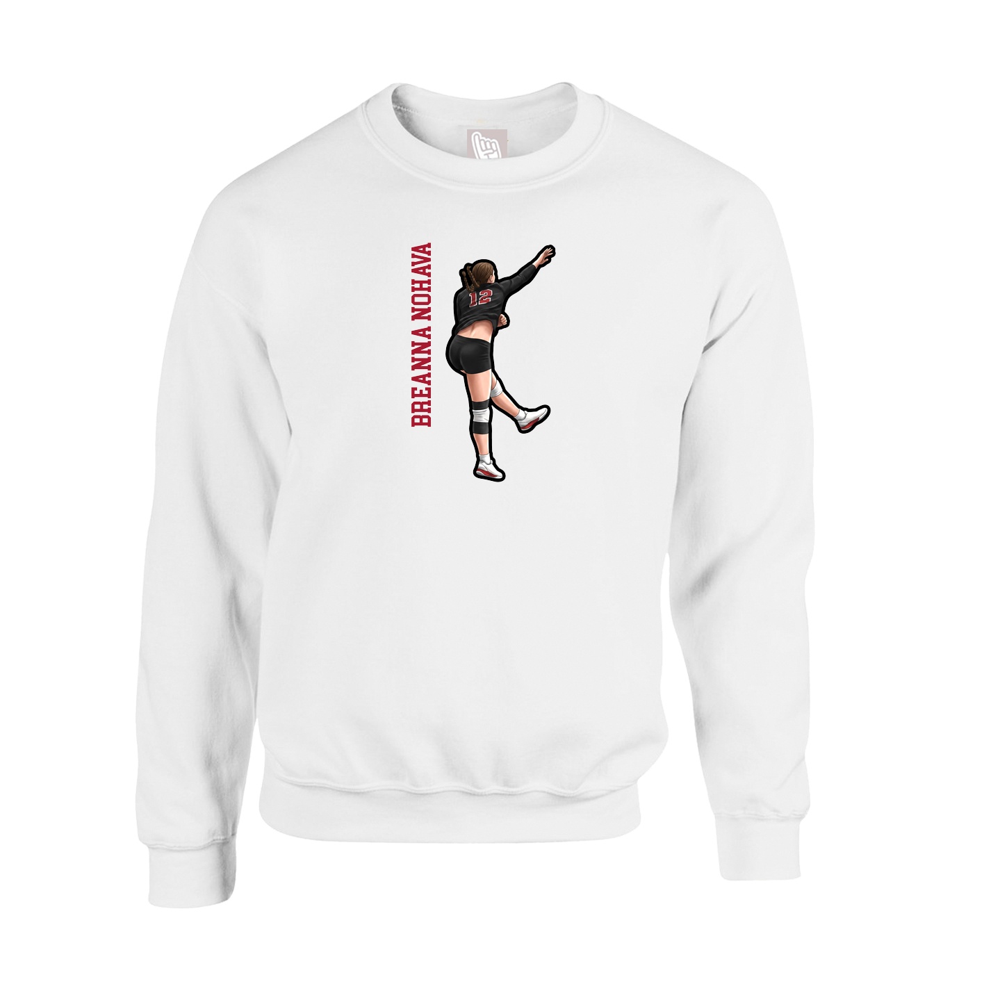 Fleece Crew — Name Vertical in White