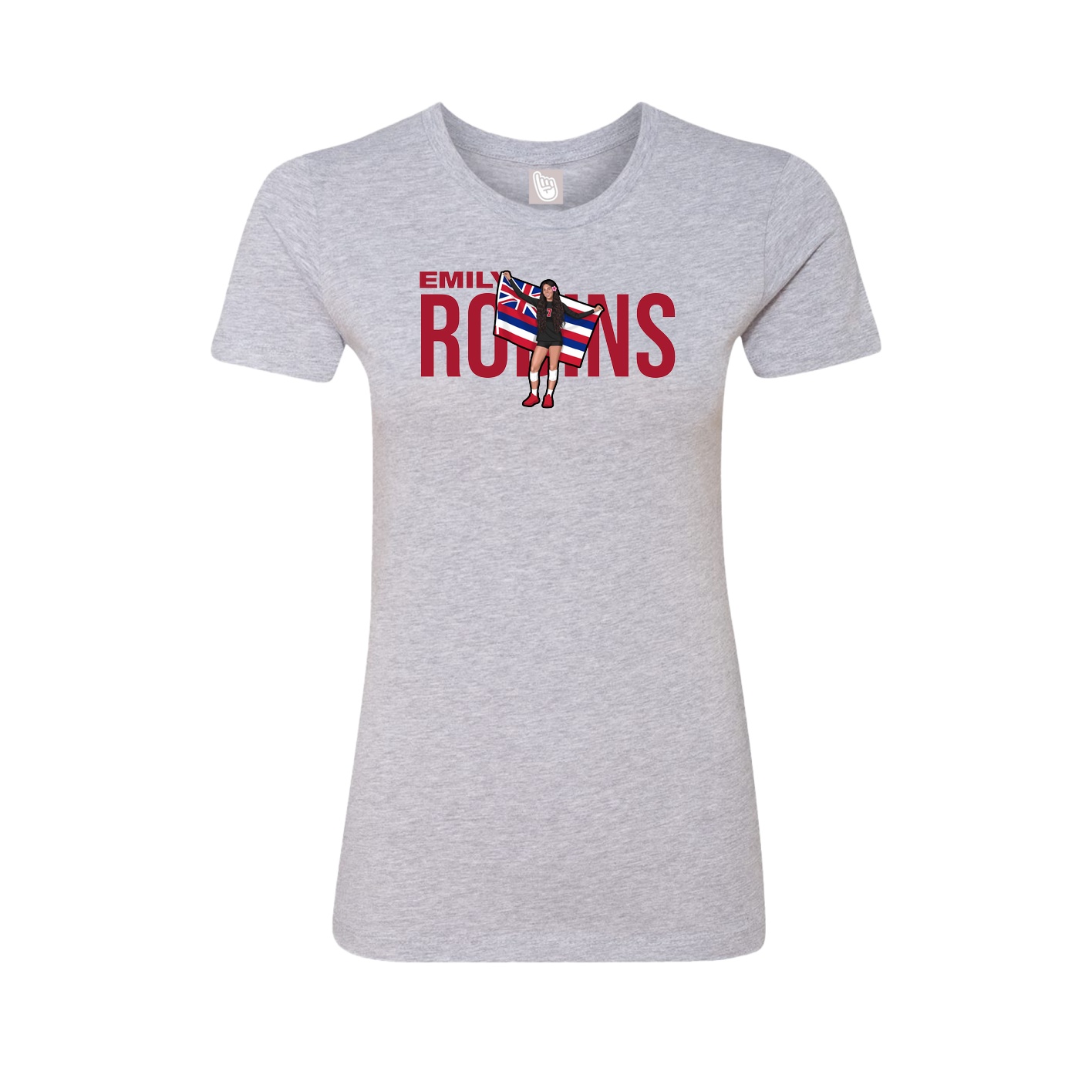 Fitted Women's Tee — Player Name in Grey