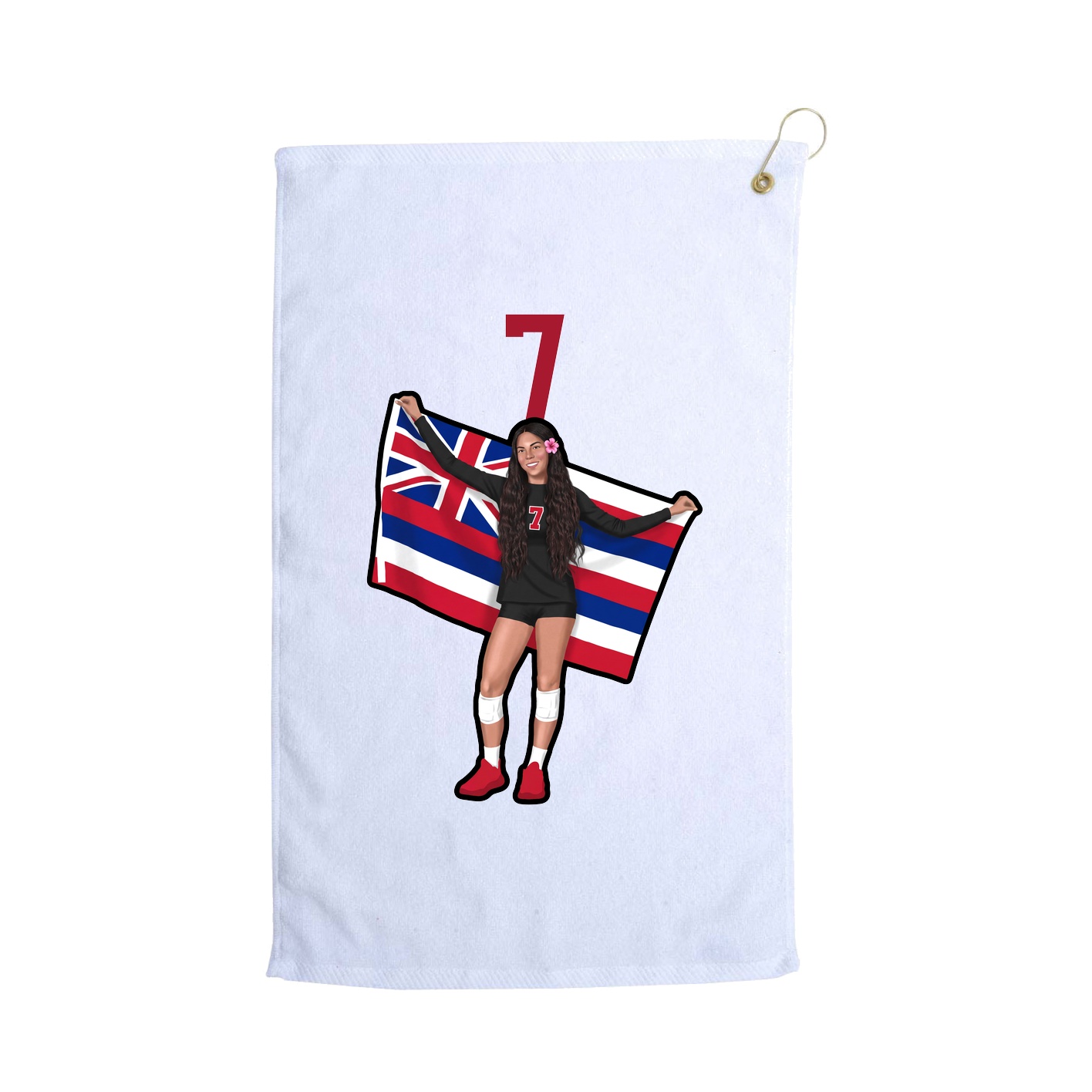 Golf Towel — Number Top in White