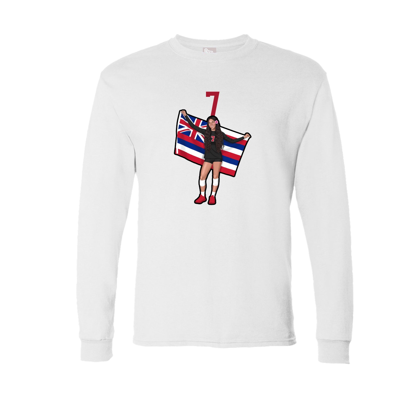 Long Sleeve Tee — Number Top in White