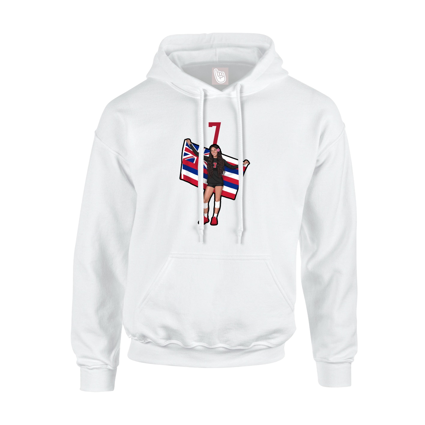 Youth Hoodie — Number Top in White