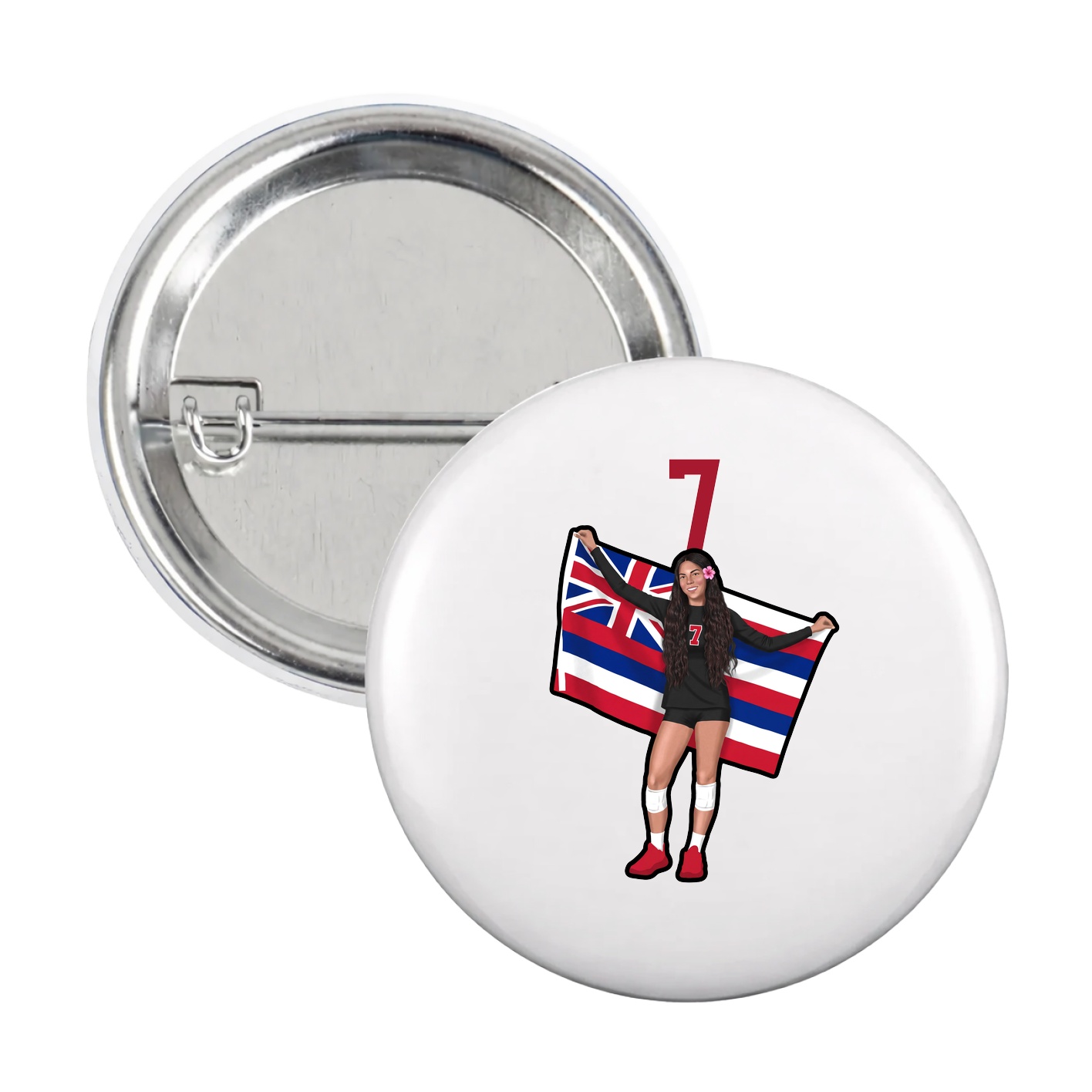 Game Day Button — Number Top in White