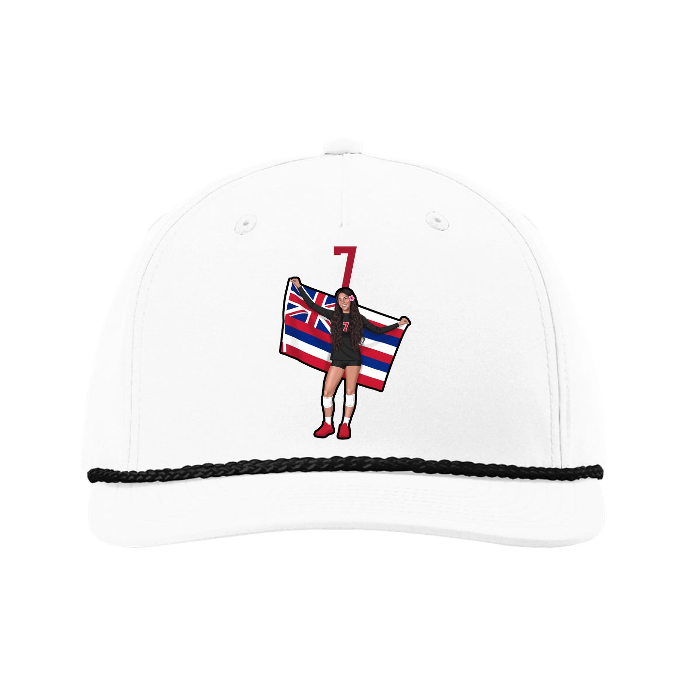 Five-Panel Classic Rope Cap — Number Top in White