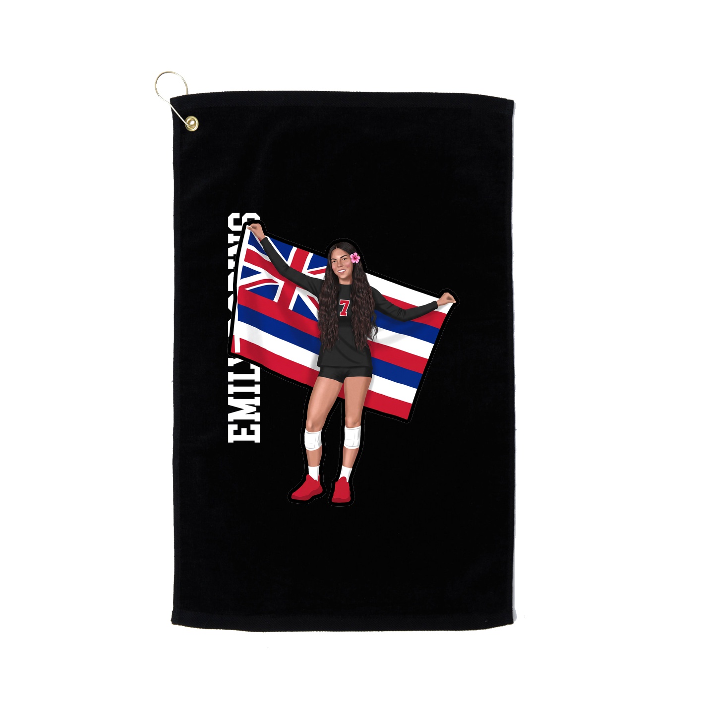 Golf Towel — Name Vertical in Black