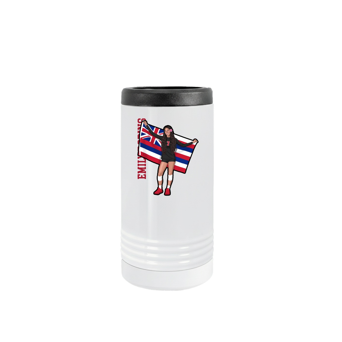 Slim Beverage Holder — Name Vertical in White