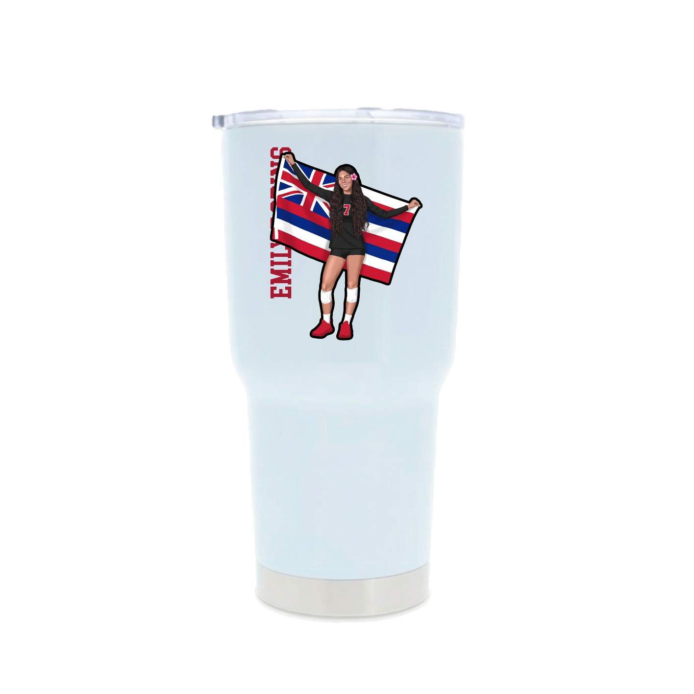 30oz Stainless Steel Tumbler — Name Vertical in White