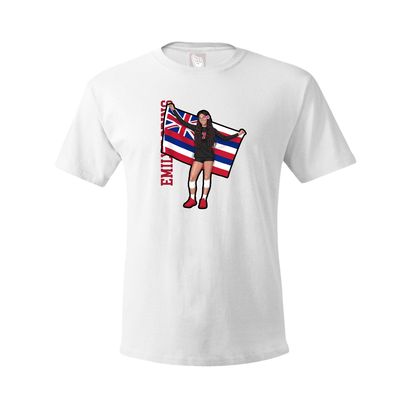 Tee — Name Vertical in White