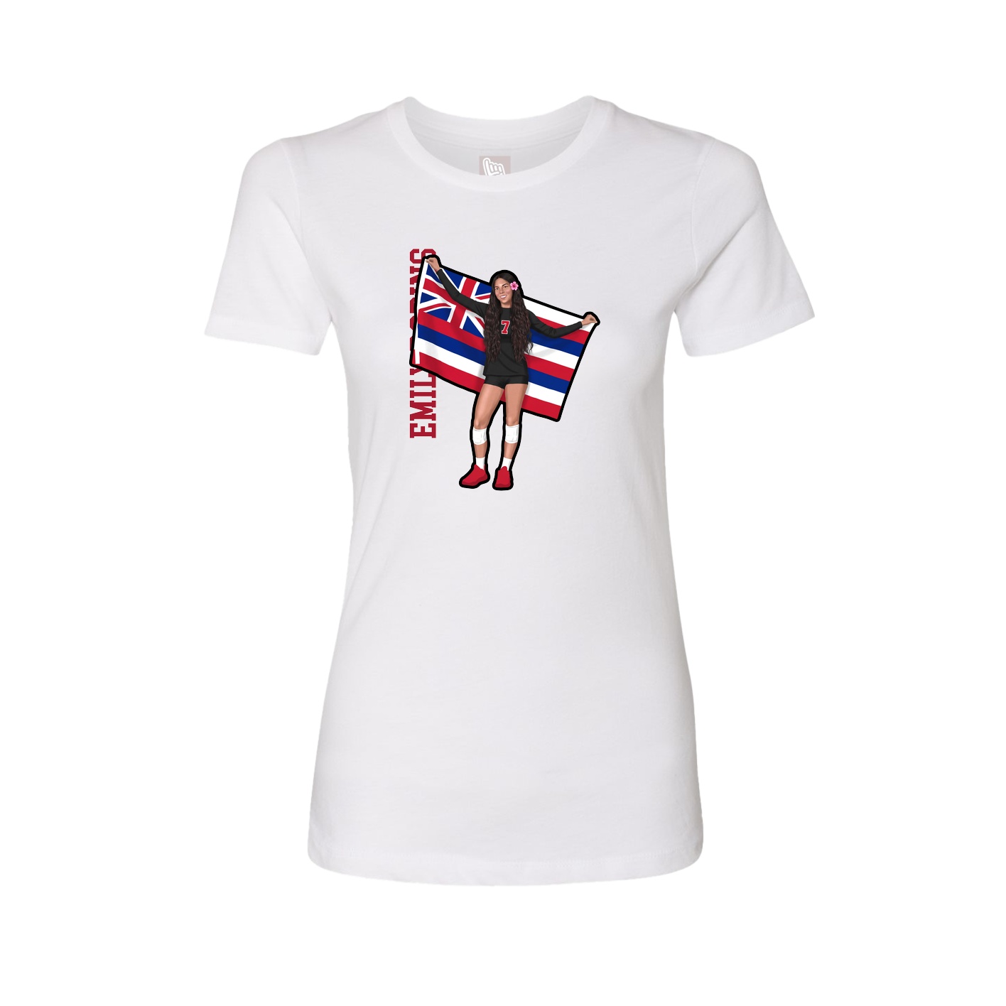 Fitted Women's Tee — Name Vertical in White