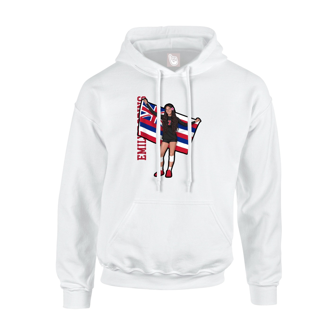 Hoodie — Name Vertical in White