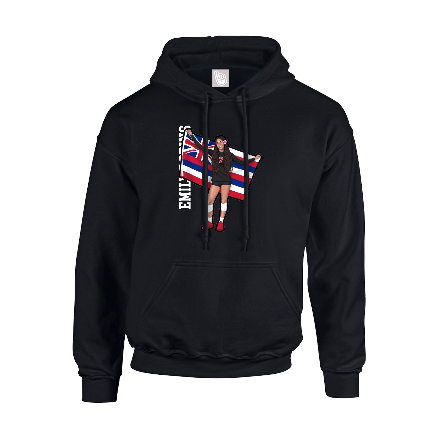 Youth Hoodie — Name Vertical in Black