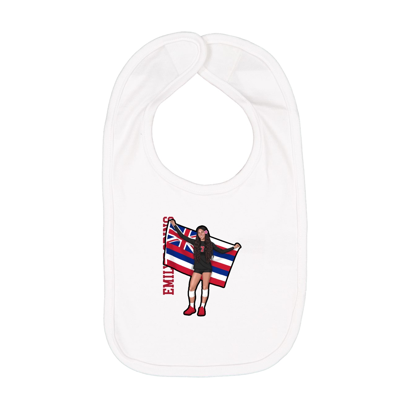 Infant Bib — Name Vertical in White