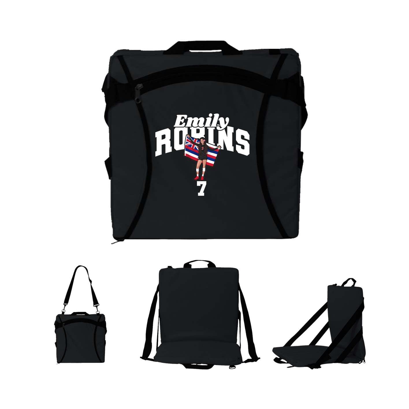 Folding Stadium Seat — Signature Arch in Black