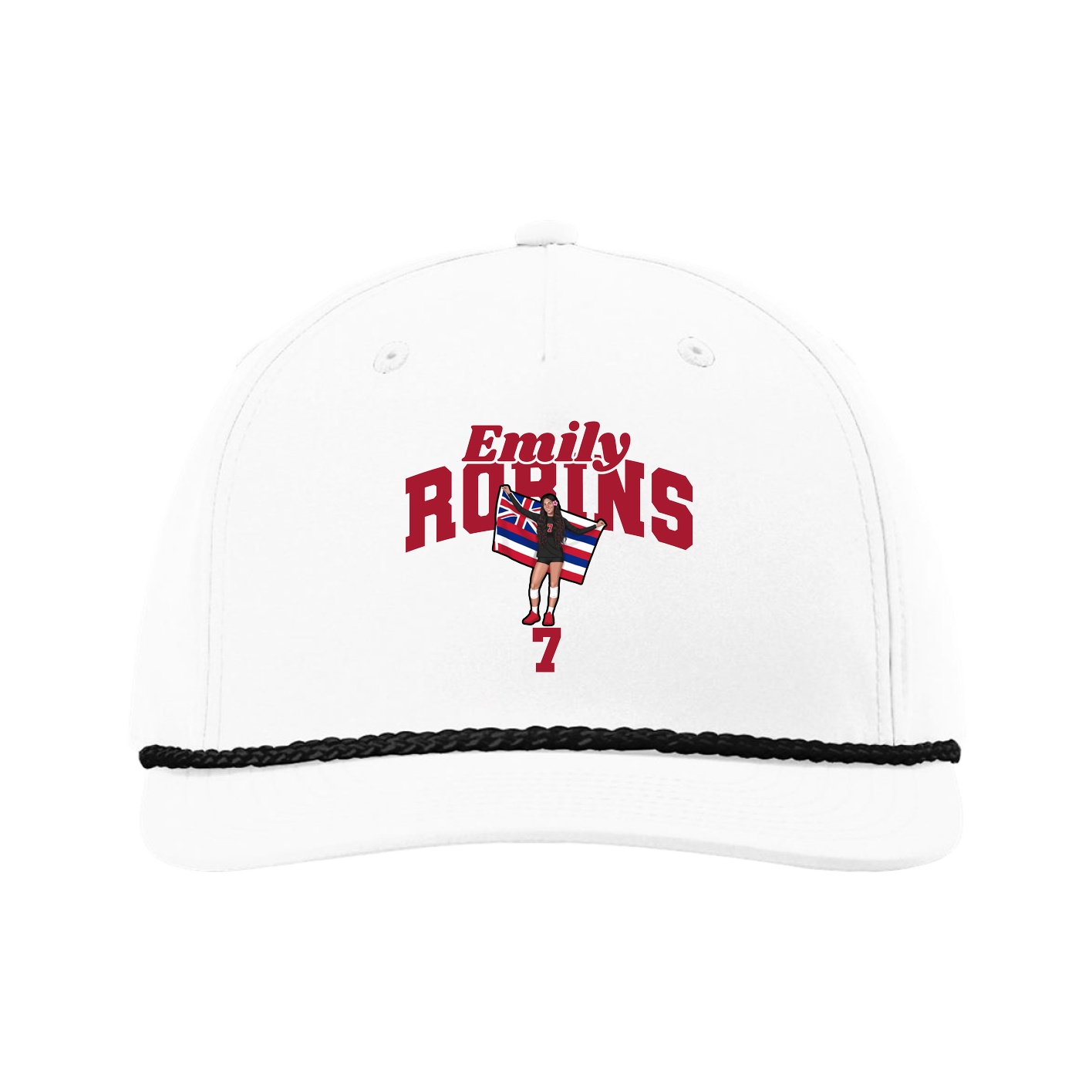 Five-Panel Classic Rope Cap — Signature Arch in White