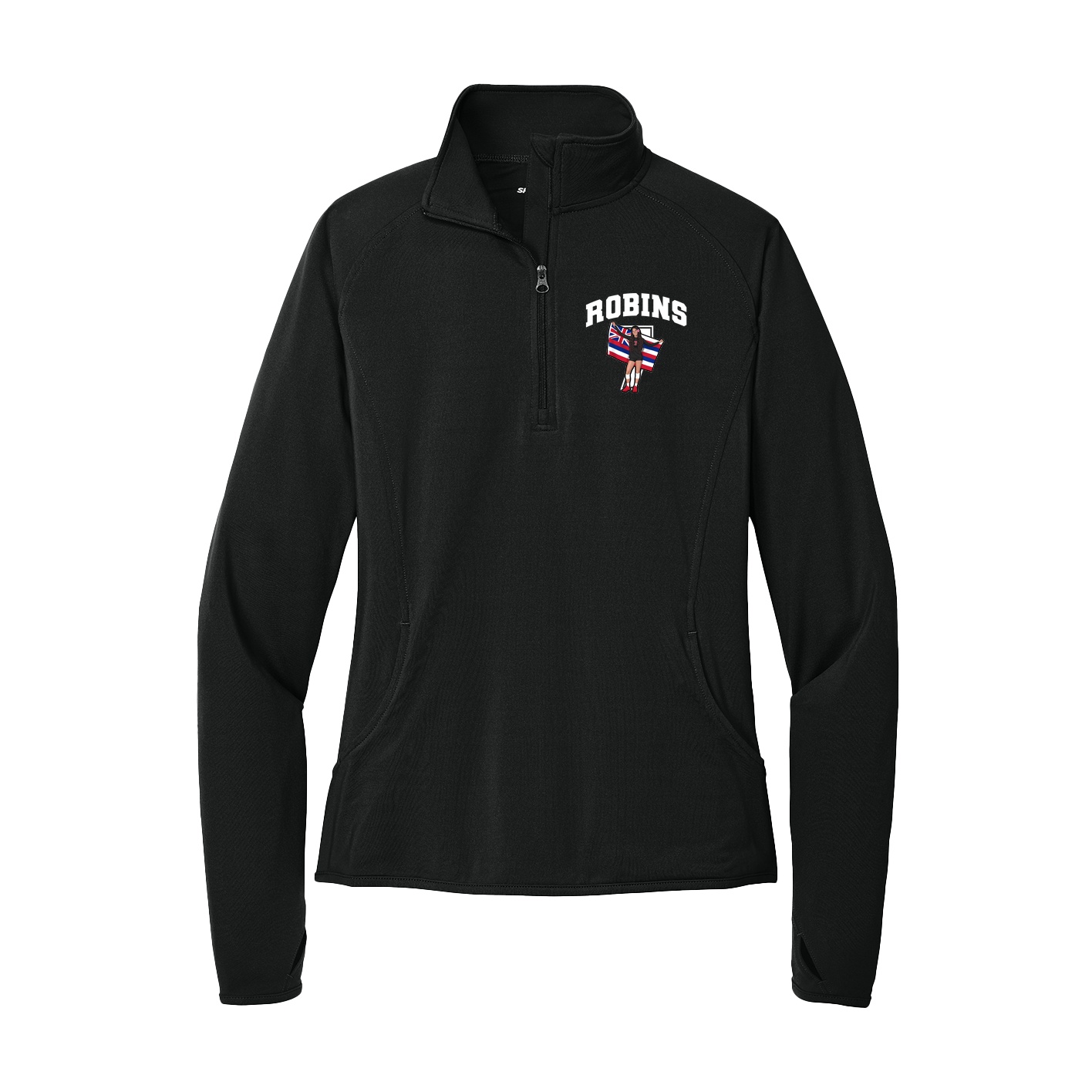 Women's Q-Zip Pullover — Number in Black