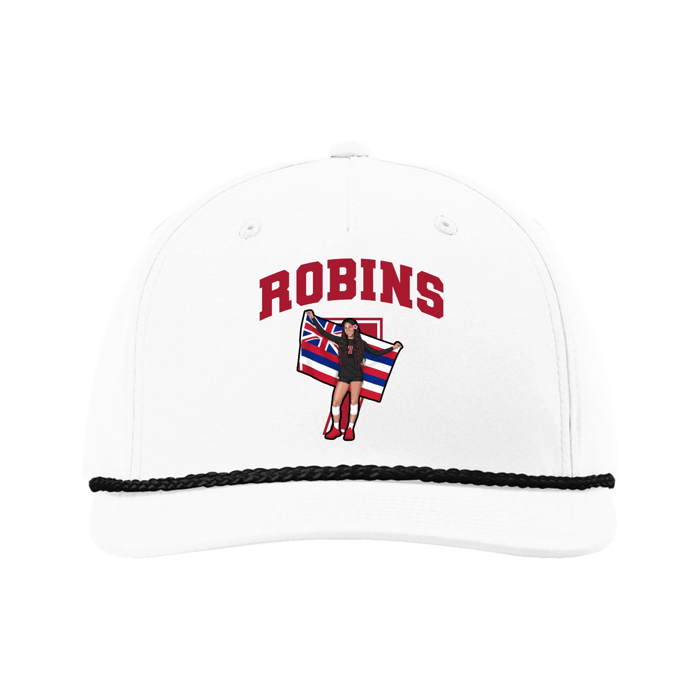 Five-Panel Classic Rope Cap — Number in White