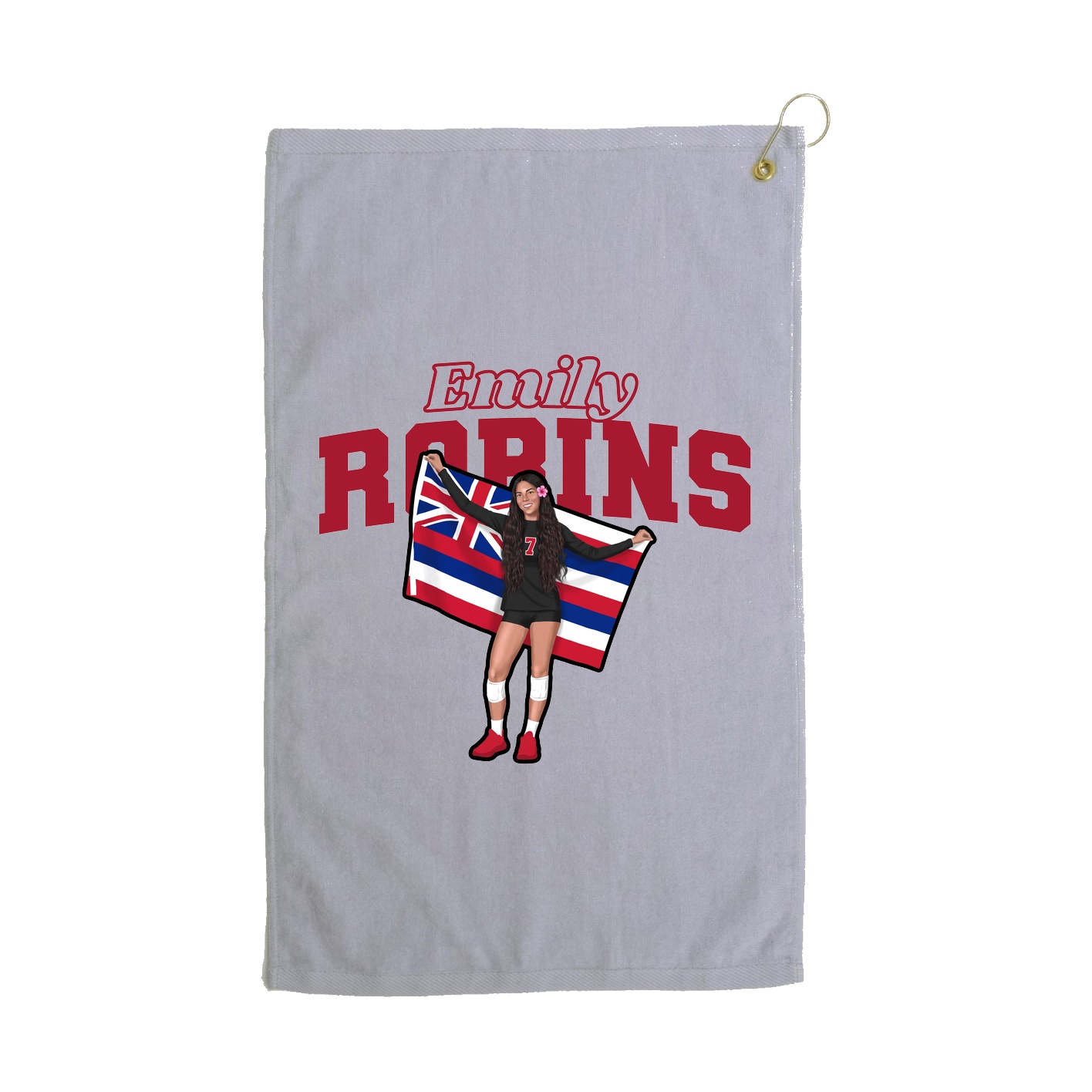 Golf Towel — Name Arch in Grey