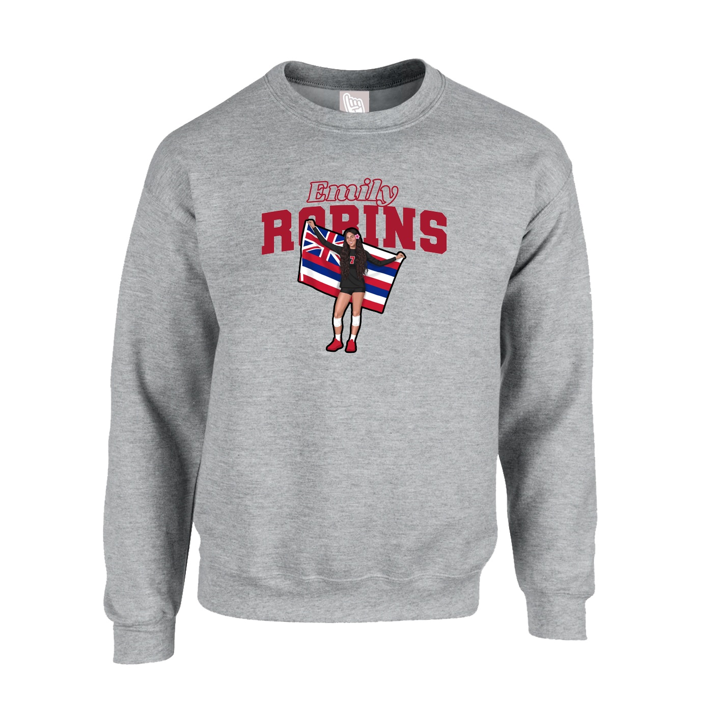 Fleece Crew — Name Arch in Grey