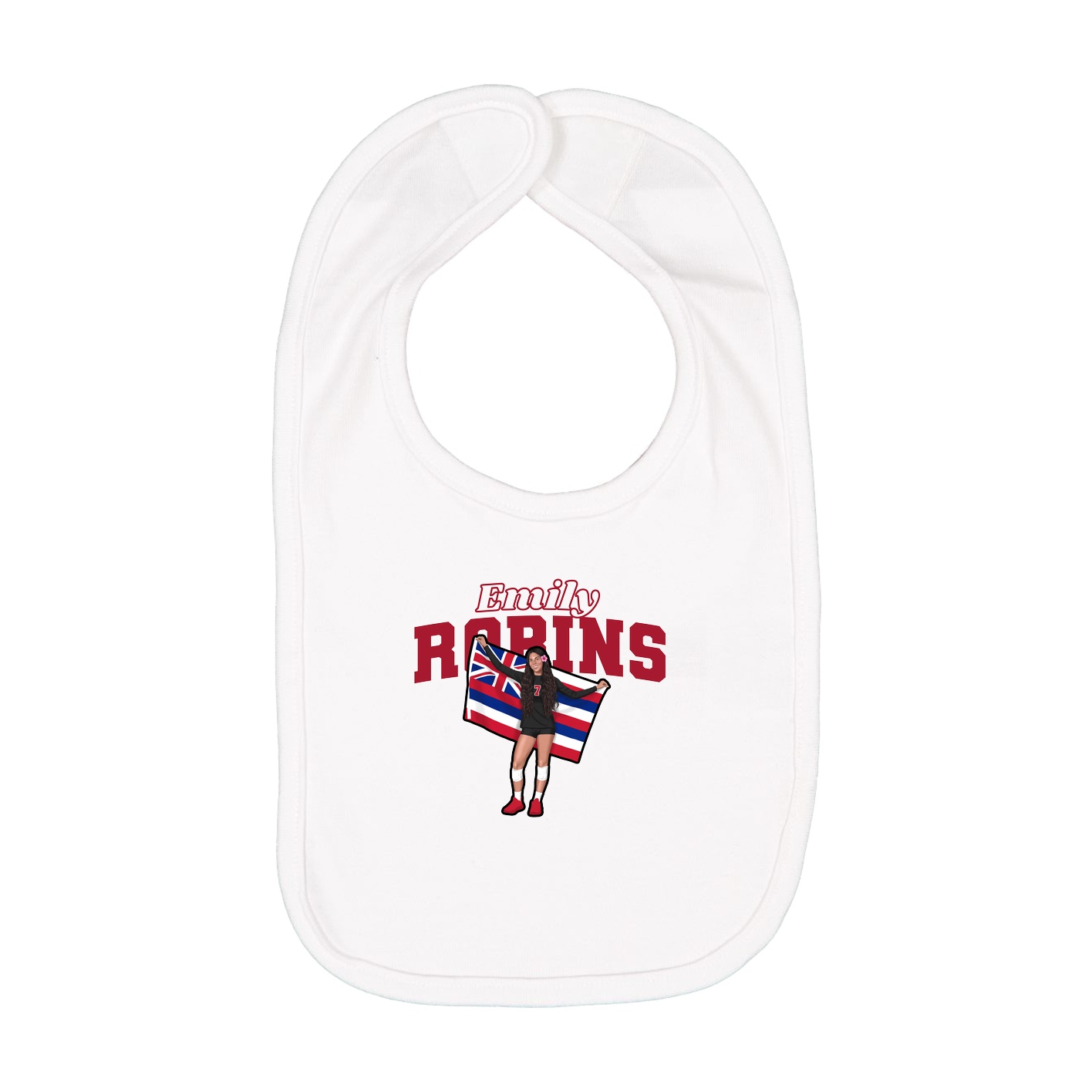 Infant Bib — Name Arch in White