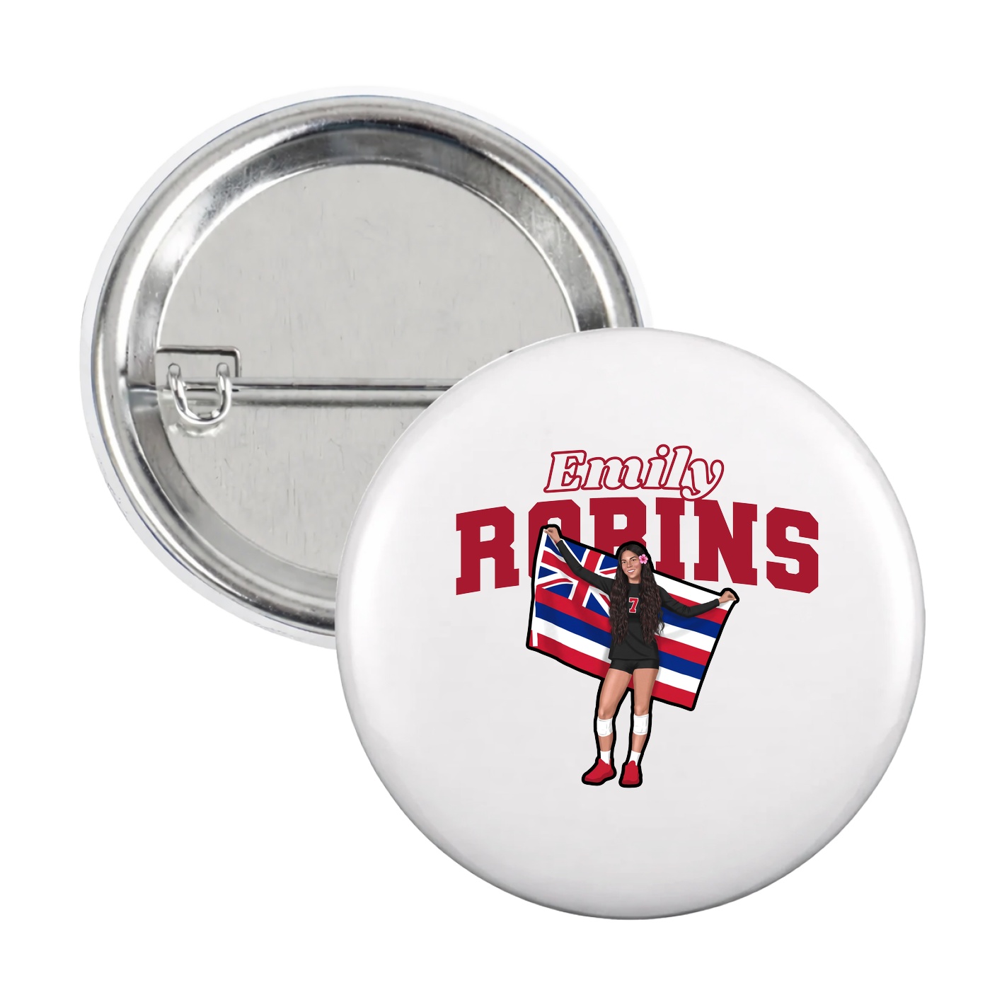 Game Day Button — Name Arch in White