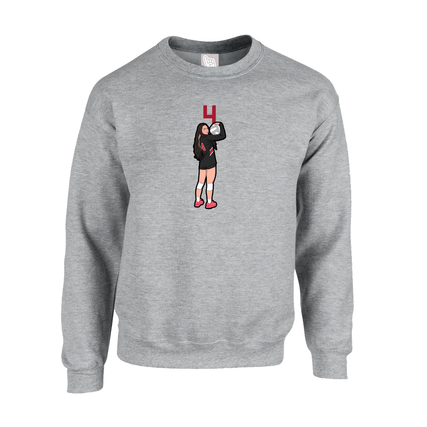 Fleece Crew — Number Top in Grey