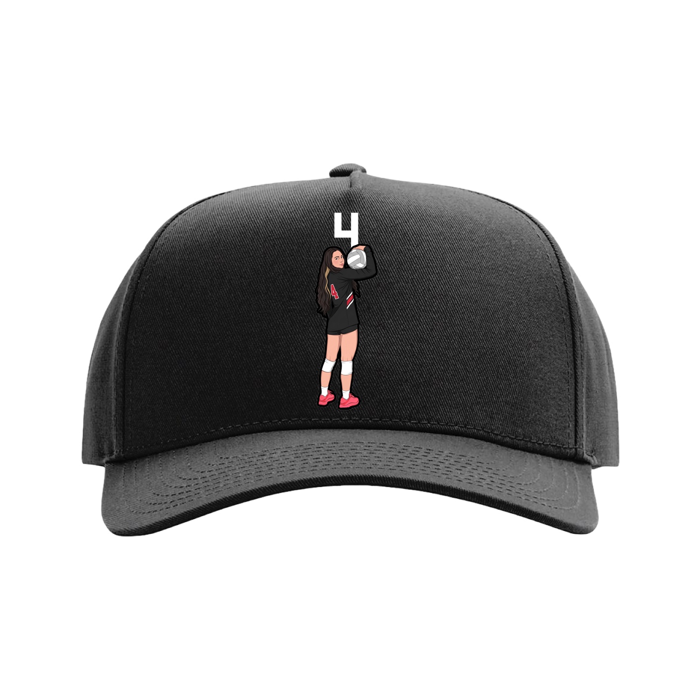 Full Fabric Five-Panel Champ Cap — Number Top in Black