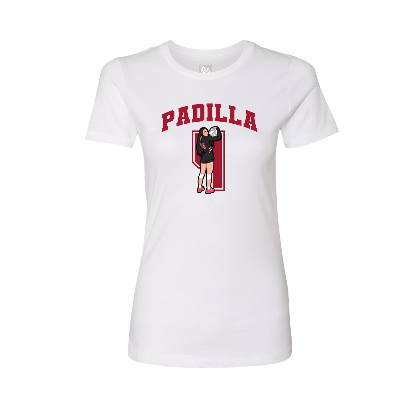 Fitted Women's Tee — Number in White